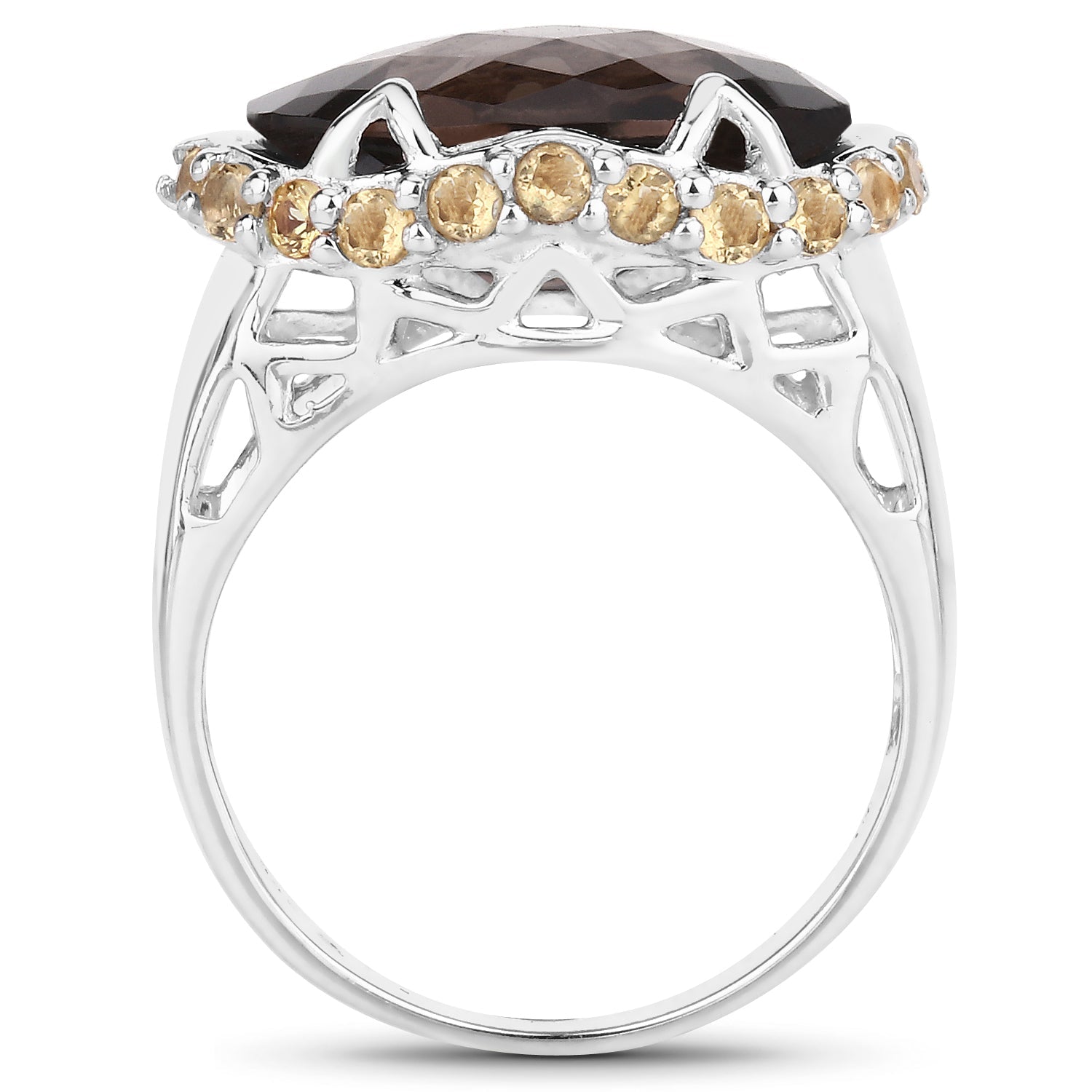 9.58 Carat Genuine Smoky Quartz and Citrine .925 Sterling Silver Ring on sale at MyriadMart