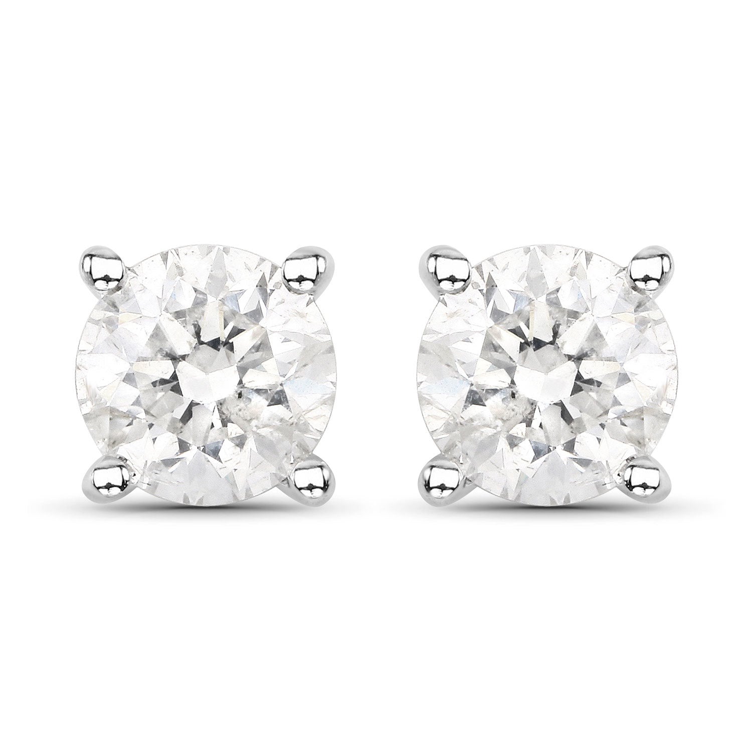 0.80 Carat Genuine White Diamond 14K White Gold Earrings on sale at MyriadMart