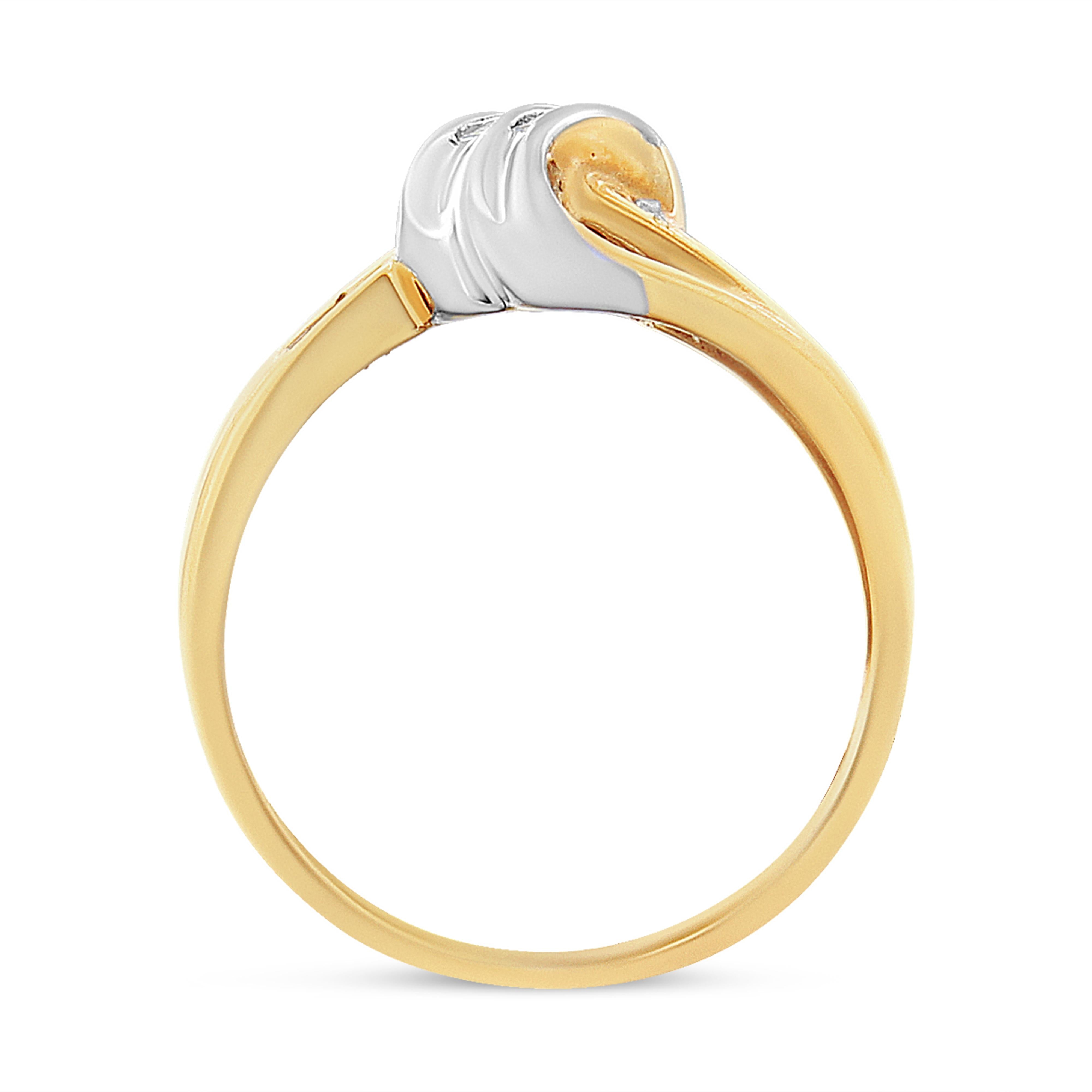 10K Yellow and White Gold 1/10 Cttw Baguette and Round-Cut Diamond Bypass Ring I2 Color, H-I Clarity - Size 7 on sale at MyriadMart