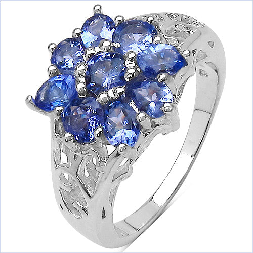1.65 Carat Genuine Tanzanite .925 Sterling Silver Ring on sale at MyriadMart