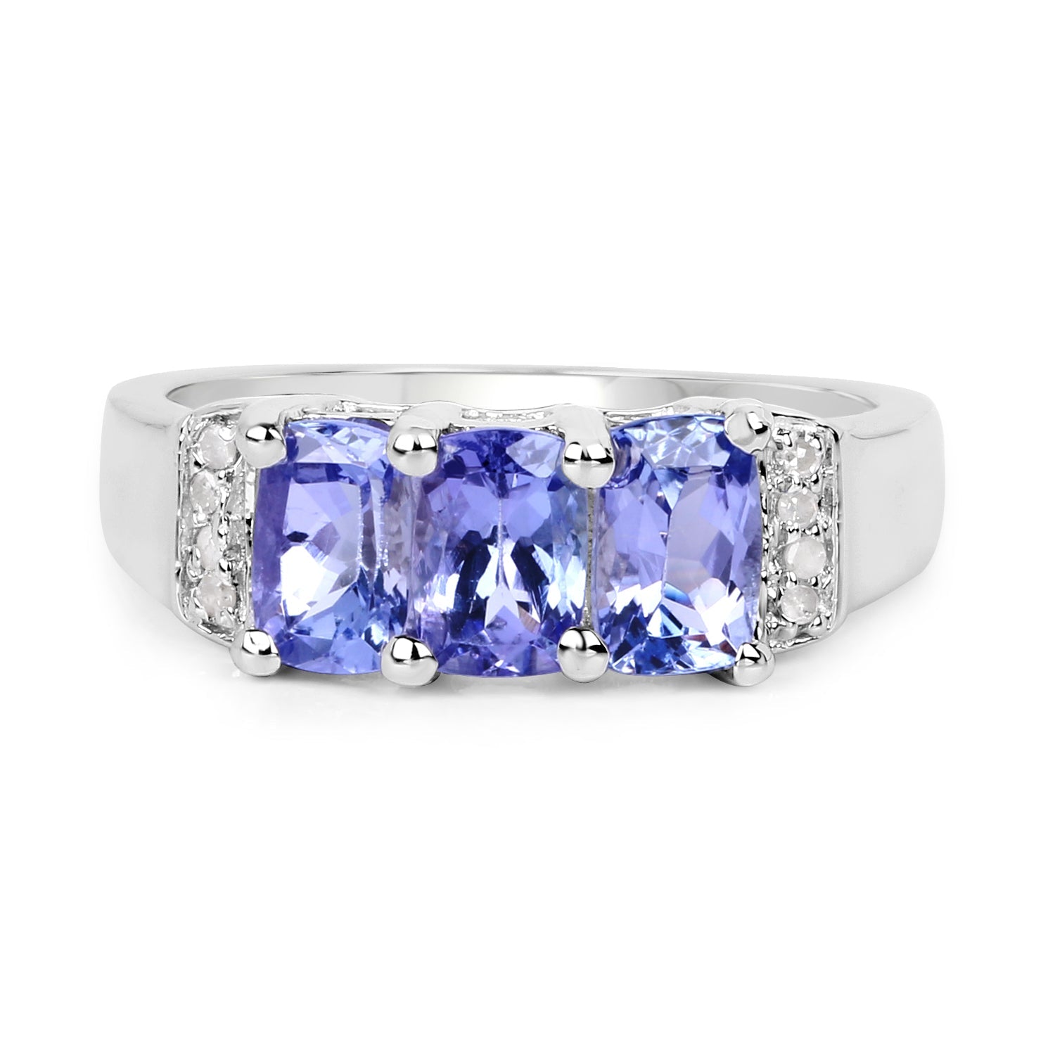 1.63 Carat Genuine Tanzanite & White Diamond .925 Sterling Silver Ring on sale at MyriadMart