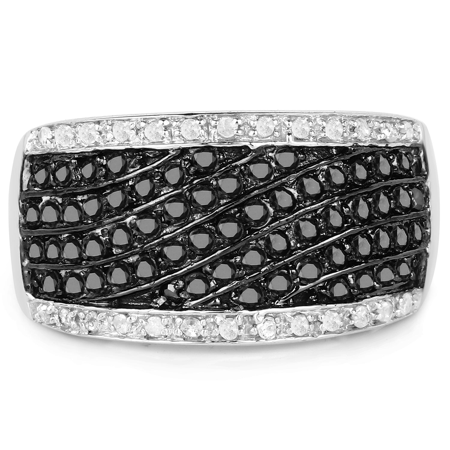 0.79 Carat Genuine Black Diamond .925 Sterling Silver Ring on sale at MyriadMart