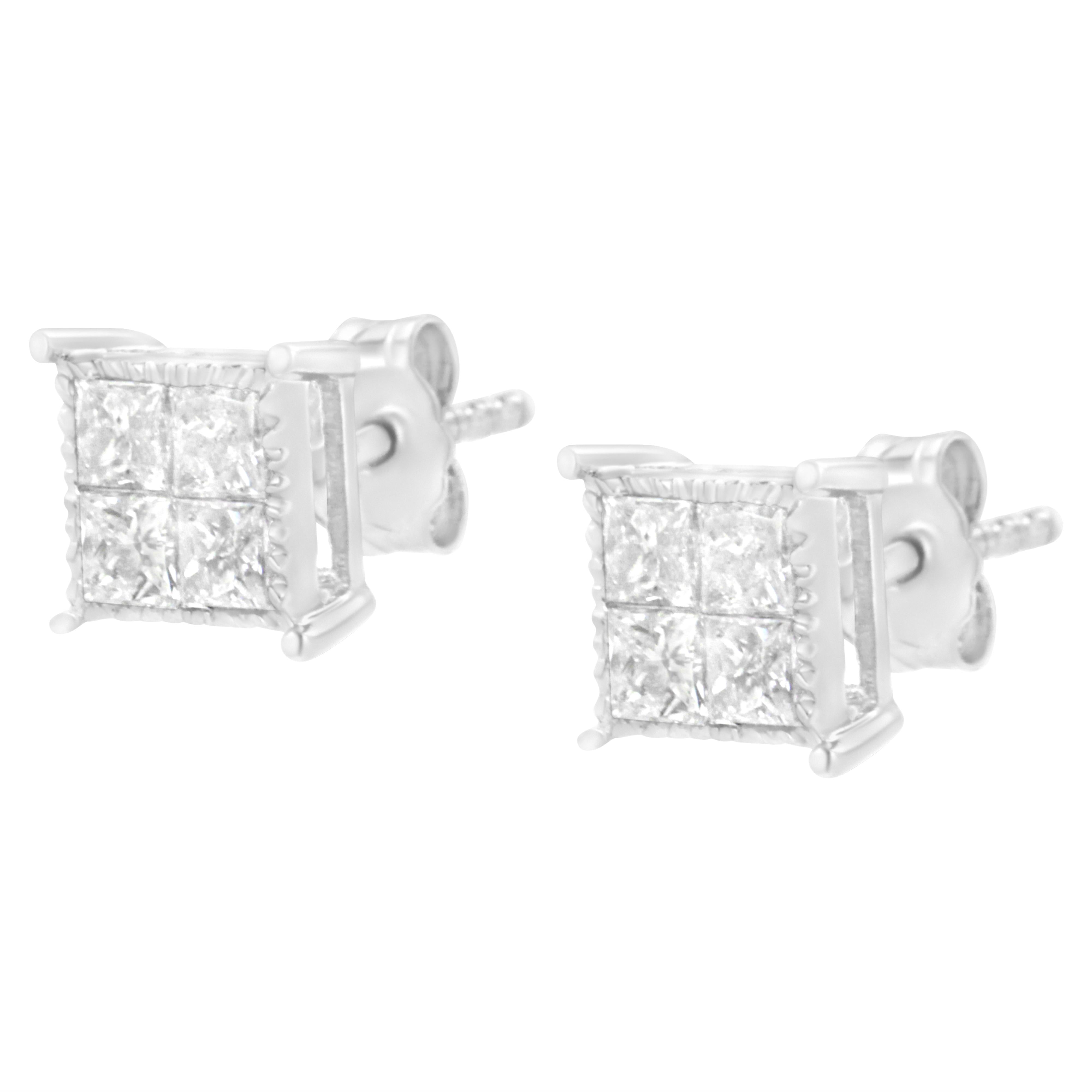 Sterling Silver 3/4 cttw Composite Diamond Stud Earrings I-J, I2-I3 on sale at MyriadMart