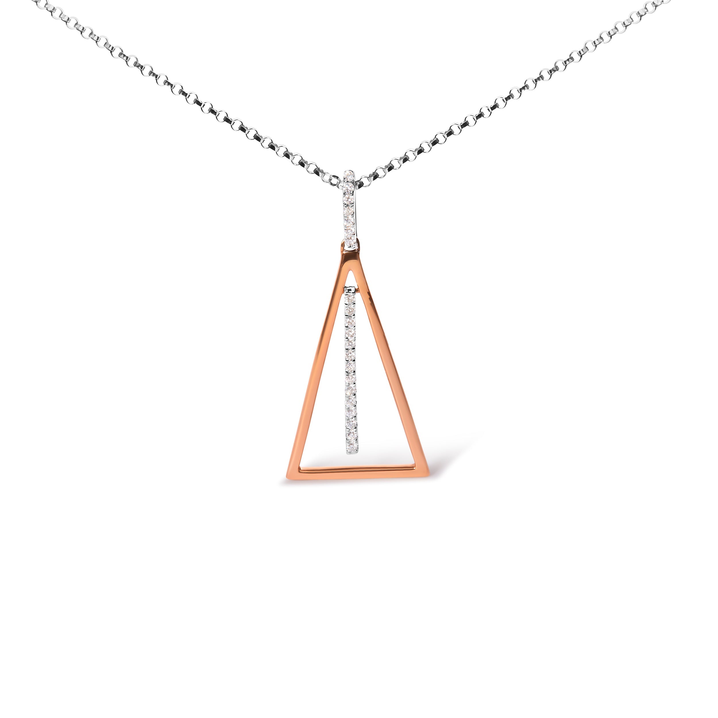 14K Rose and White Gold 1/8 Cttw Diamond Windchime 18" Pendant Necklace G-H Color, SI1-SI2 Clarity on sale at MyriadMart