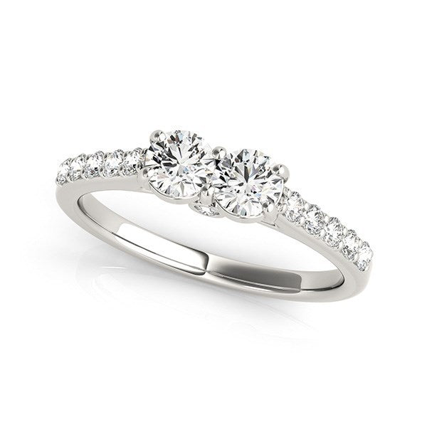 14k White Gold Round Two Stone Diamond Ring 3/4 cttw on sale at MyriadMart
