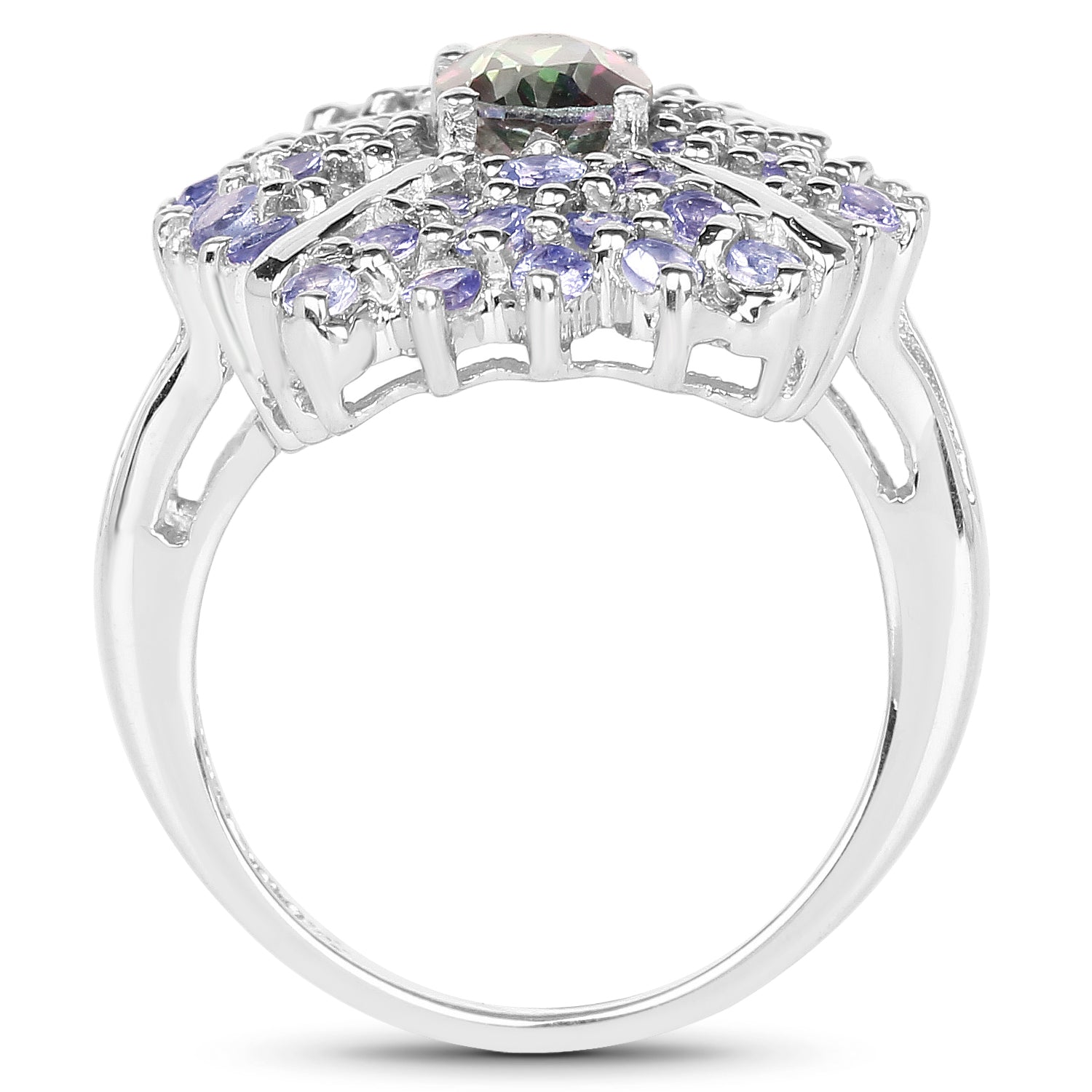 2.86 Carat Genuine Mystic Topaz and Tanzanite .925 Sterling Silver Ring on sale at MyriadMart