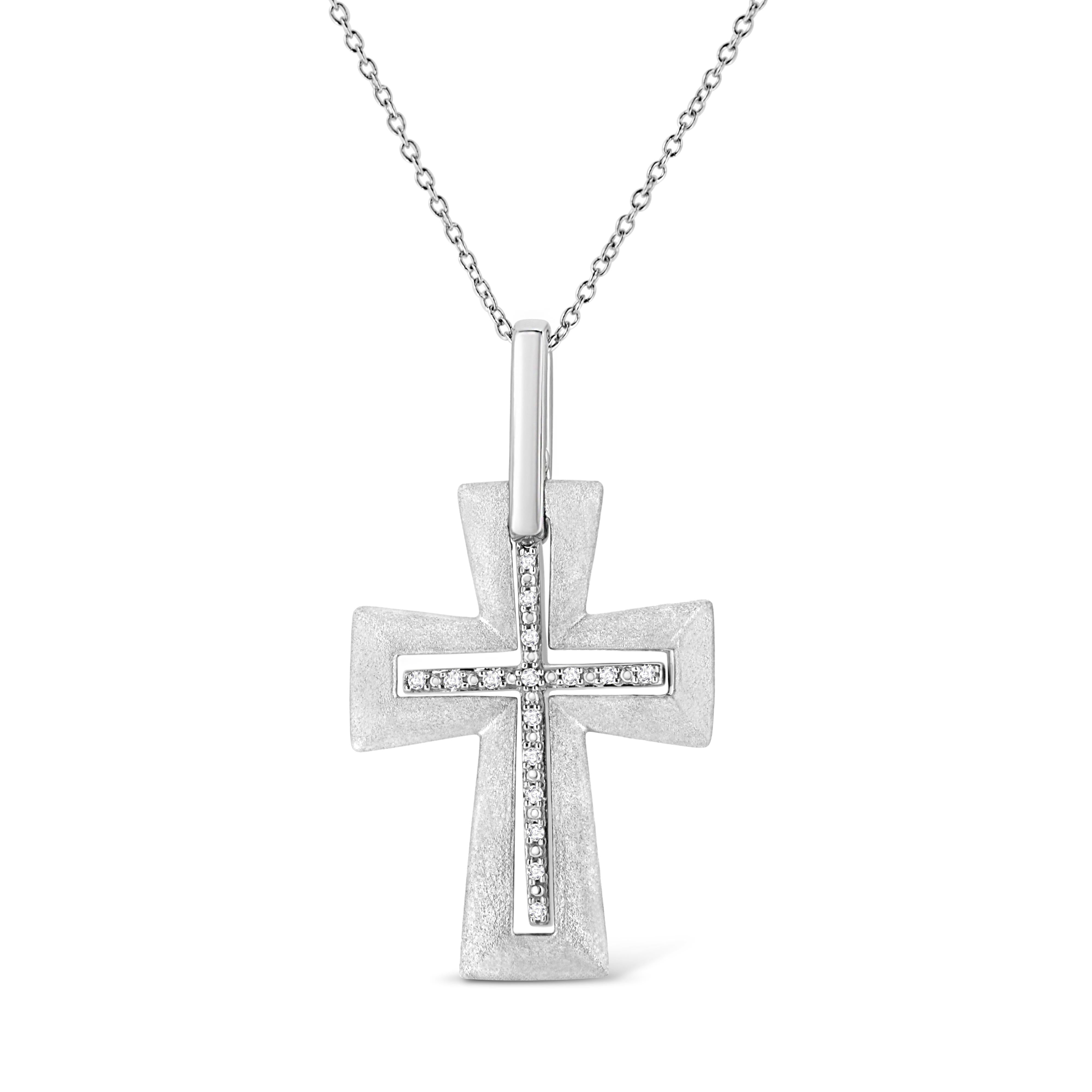 .925 Sterling Silver Prong-Set Diamond Accent Cross 18" Pendant Necklace I-J Color, I1-I2 Clarity on sale at MyriadMart