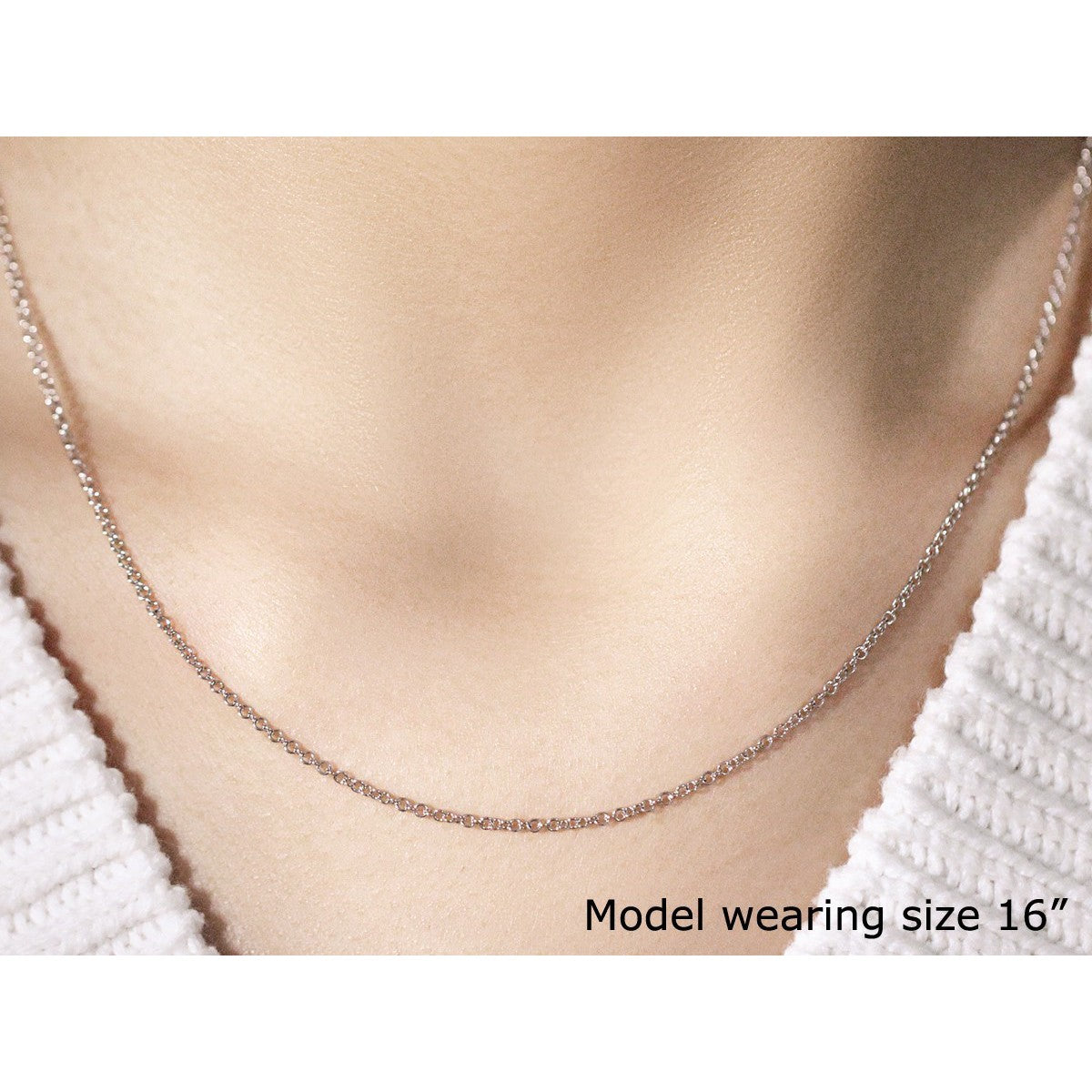 14k White Gold Round Cable Link Chain 1.9mm on sale at MyriadMart