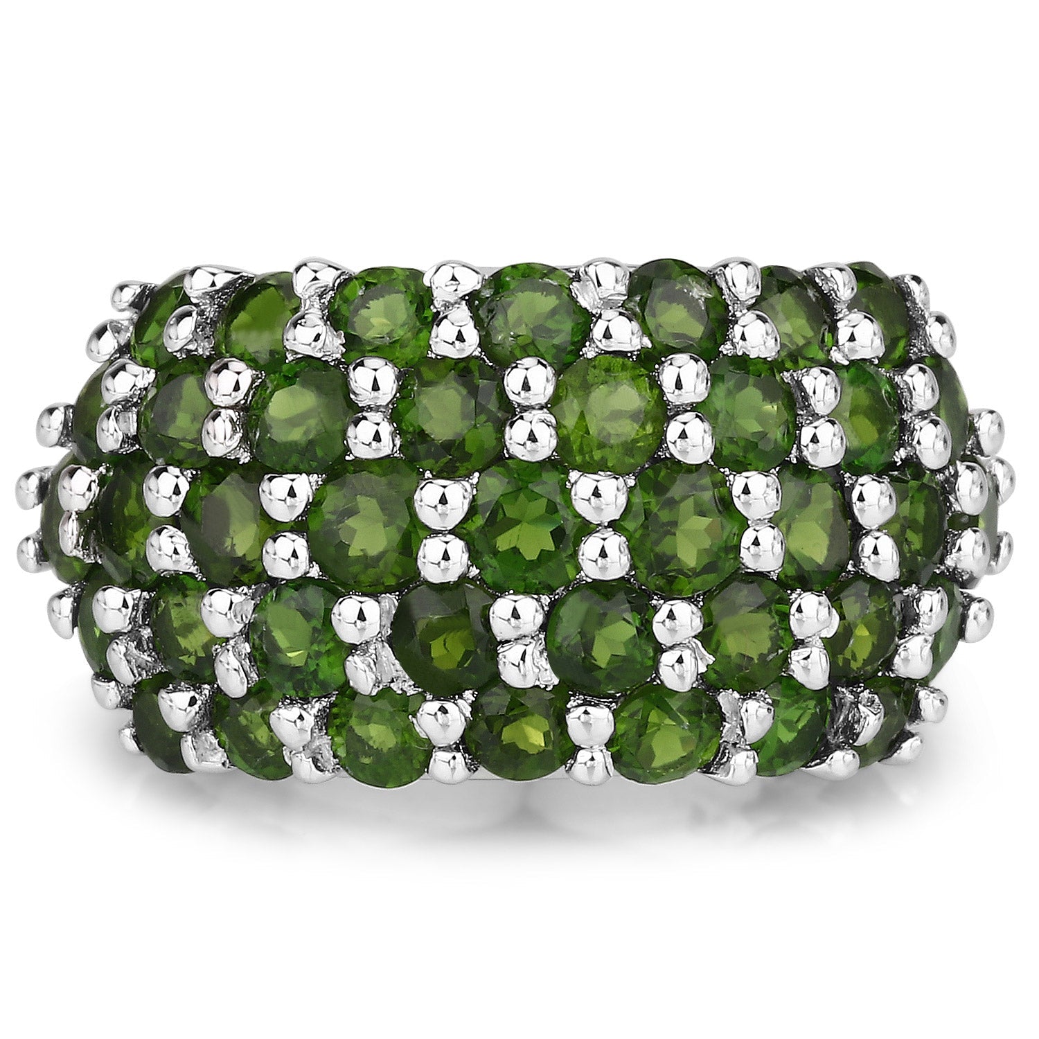 5.04 Carat Genuine Chrome Diopside .925 Sterling Silver Ring on sale at MyriadMart