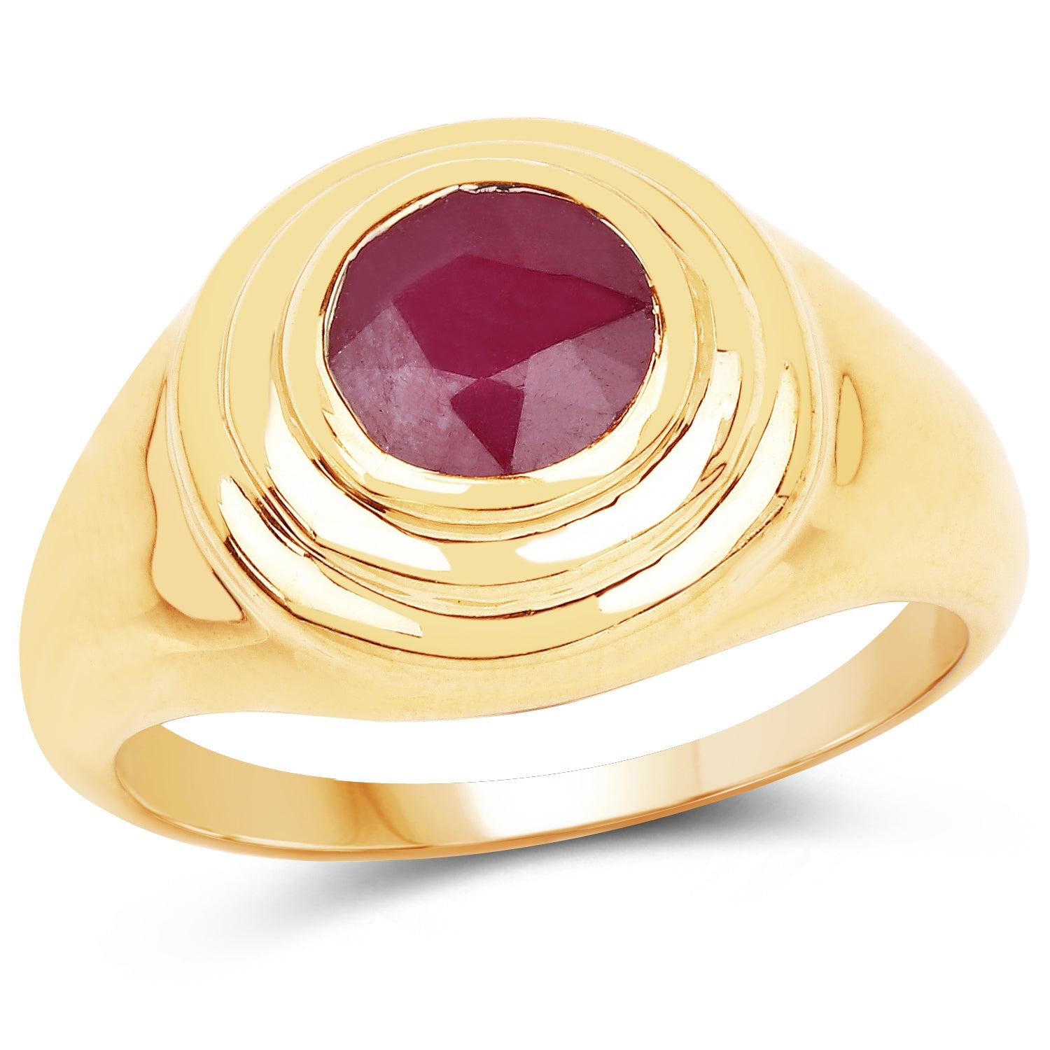 14K Yellow Gold Plated 1.65 Carat Genuine Glass Filled Ruby .925 Sterling Silver Ring on sale at MyriadMart