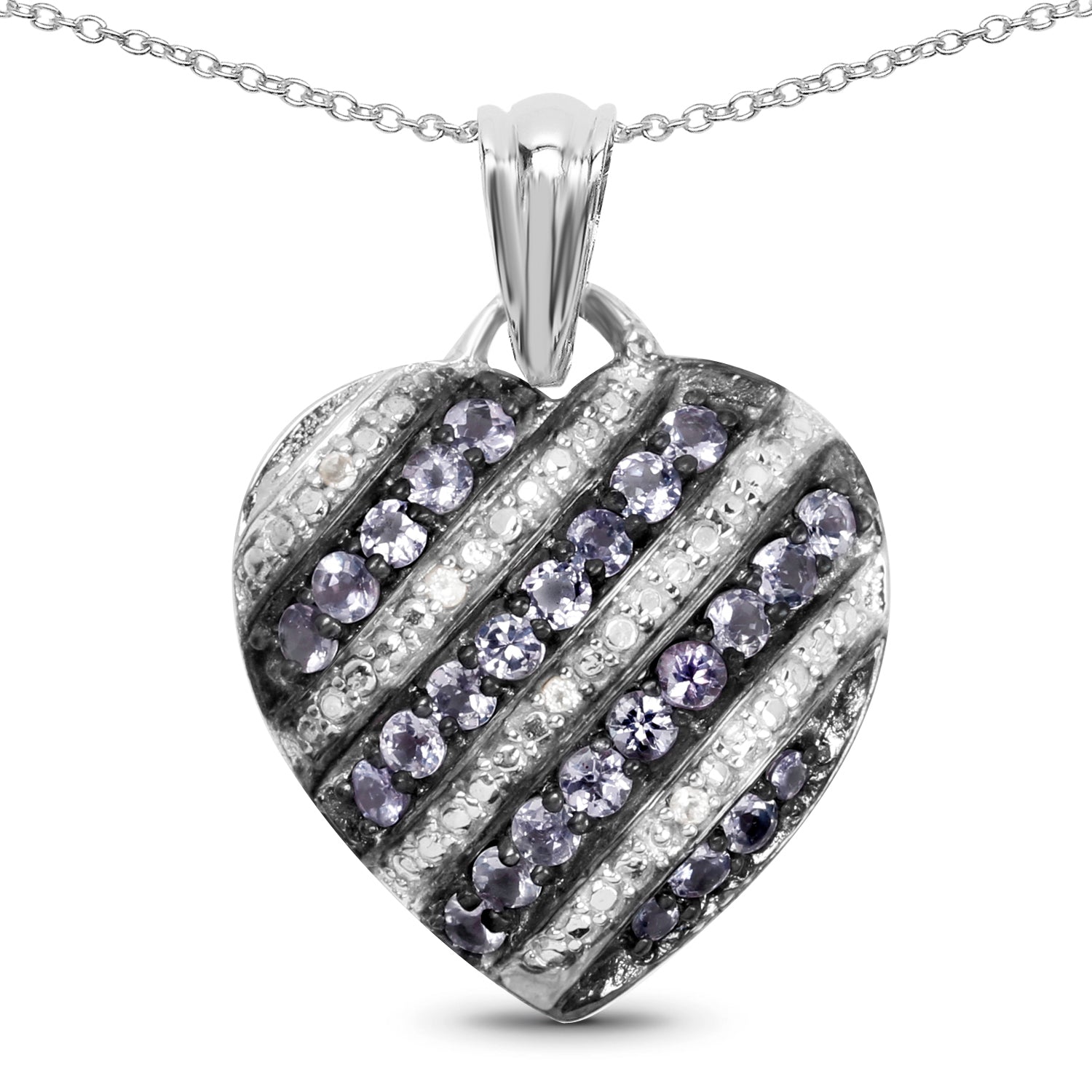 1.30 Carat Genuine Tanzanite and White Topaz .925 Sterling Silver Pendant on sale at MyriadMart
