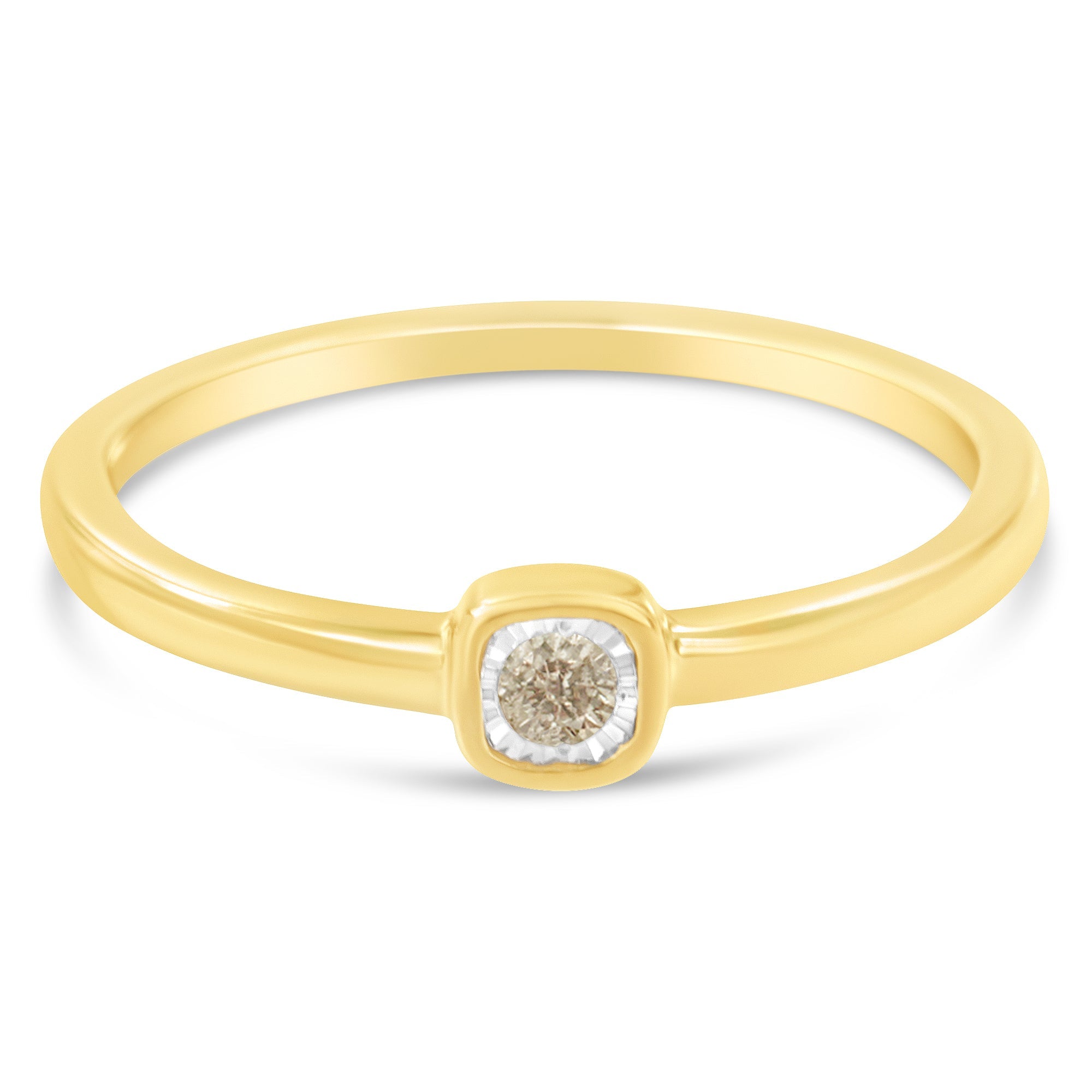 14K Yellow Gold Plated .925 Sterling Silver 1/20 Carat Diamond Square Cushion-Shaped Miracle Set Petite Fashion Promise Ring J-K Color, I1-I2 Clarity - Size 6 on sale at MyriadMart