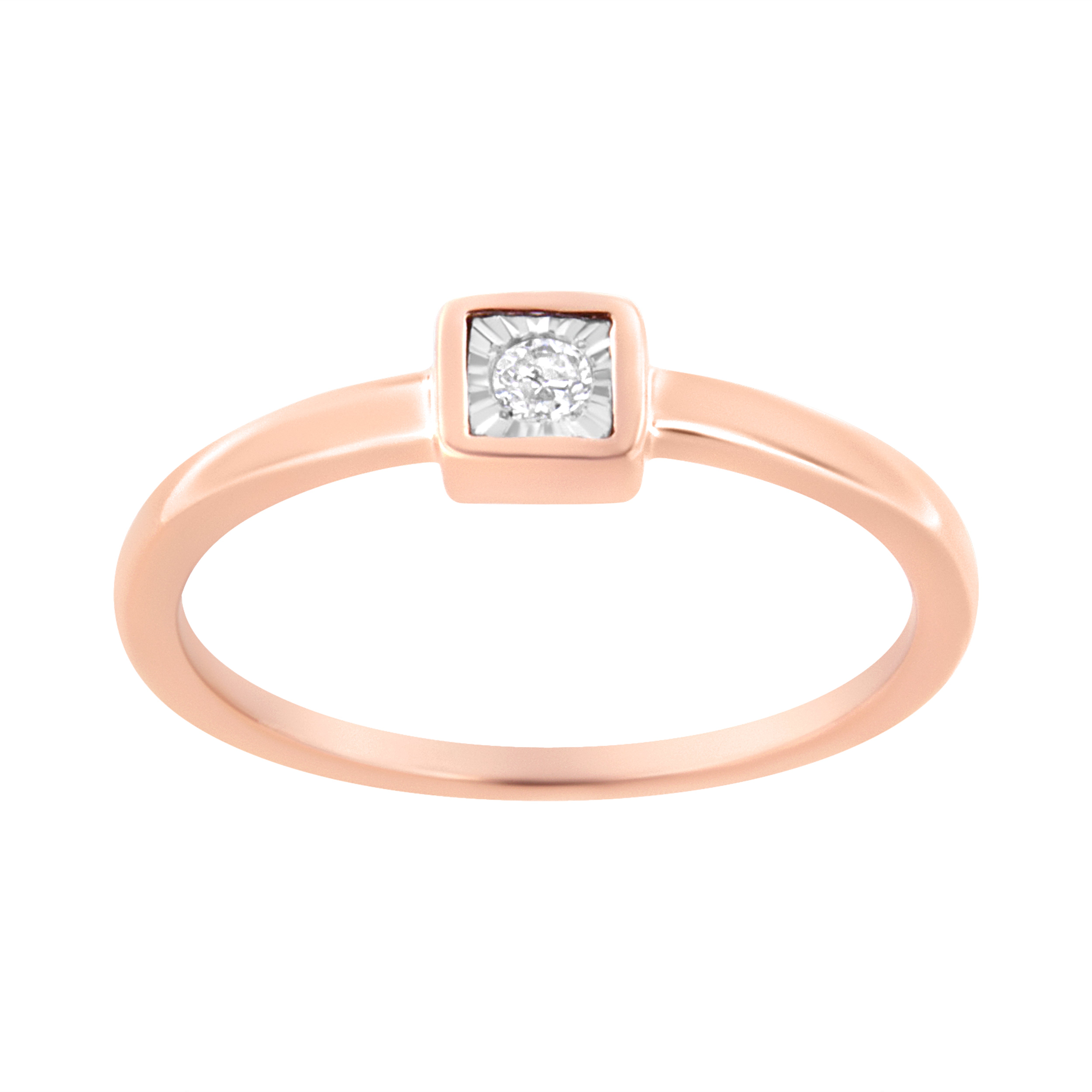 14K Rose Gold Plated .925 Sterling Silver 1/20 cttw Miracle Set Diamond Promise Ring J-K Color, I1-I2 Clarity - Size 6 on sale at MyriadMart