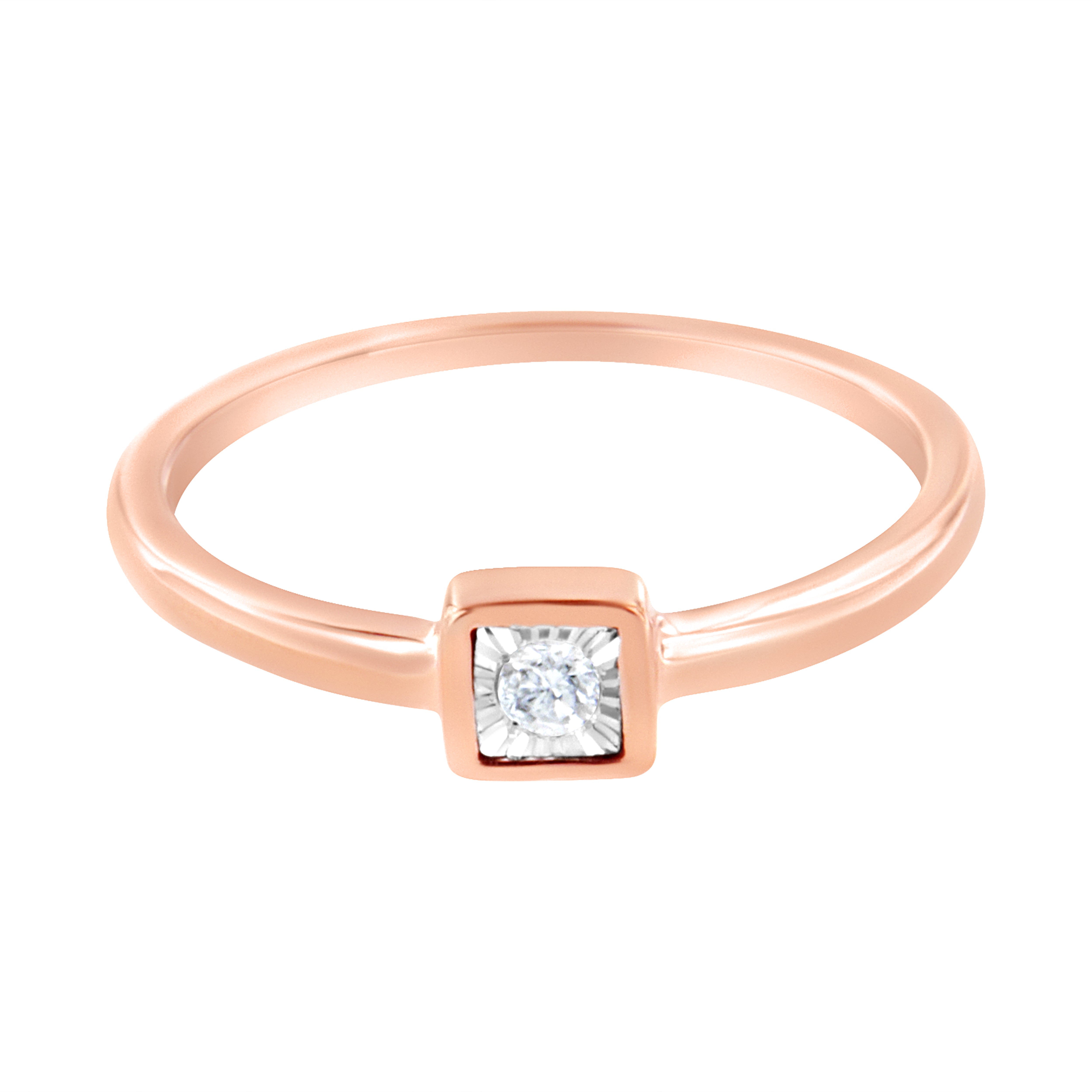 14K Rose Gold Plated .925 Sterling Silver 1/20 cttw Miracle Set Diamond Promise Ring J-K Color, I1-I2 Clarity - Size 6 on sale at MyriadMart