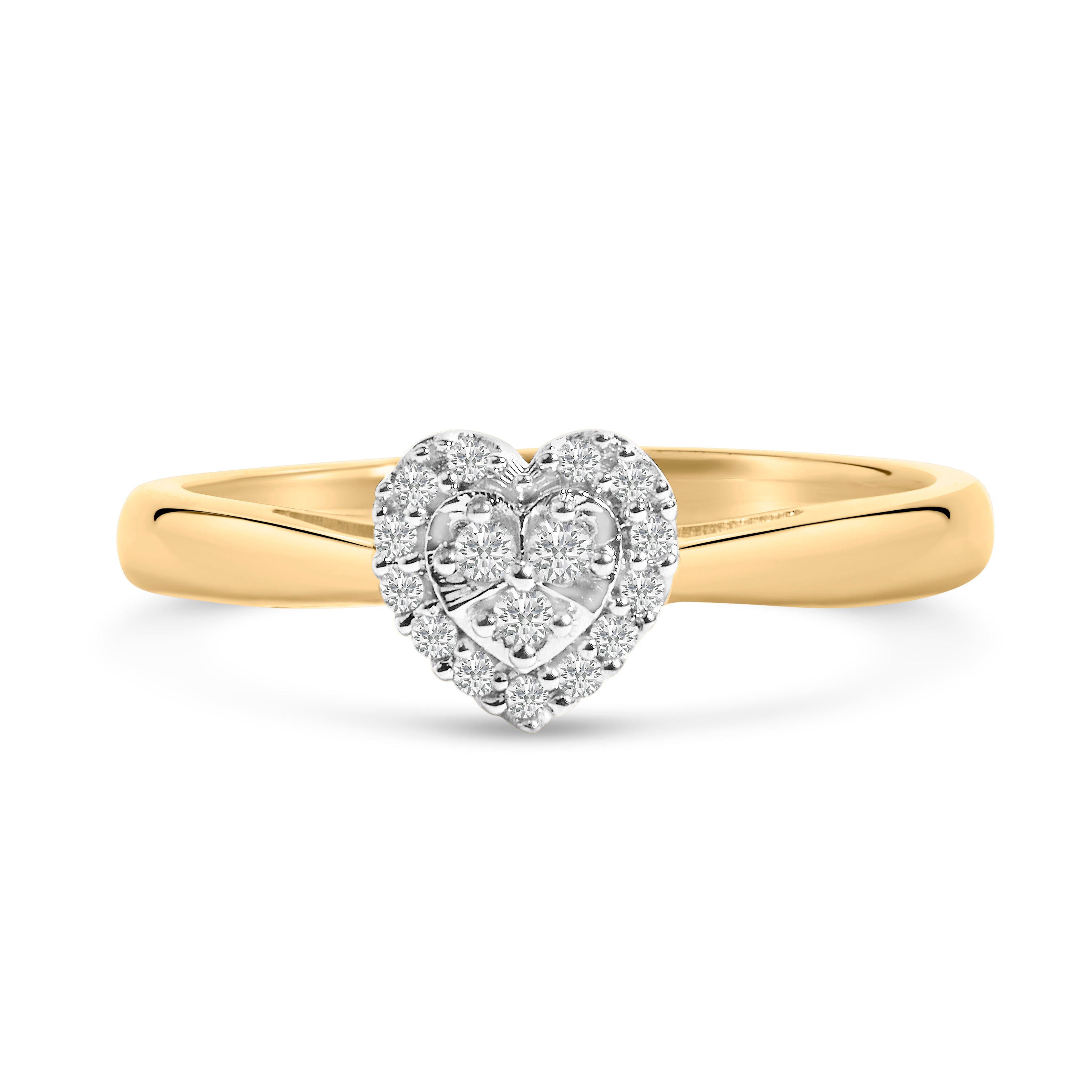 10K Yellow Gold 1/10 Cttw Diamond Heart and Halo Promise Ring on sale at MyriadMart
