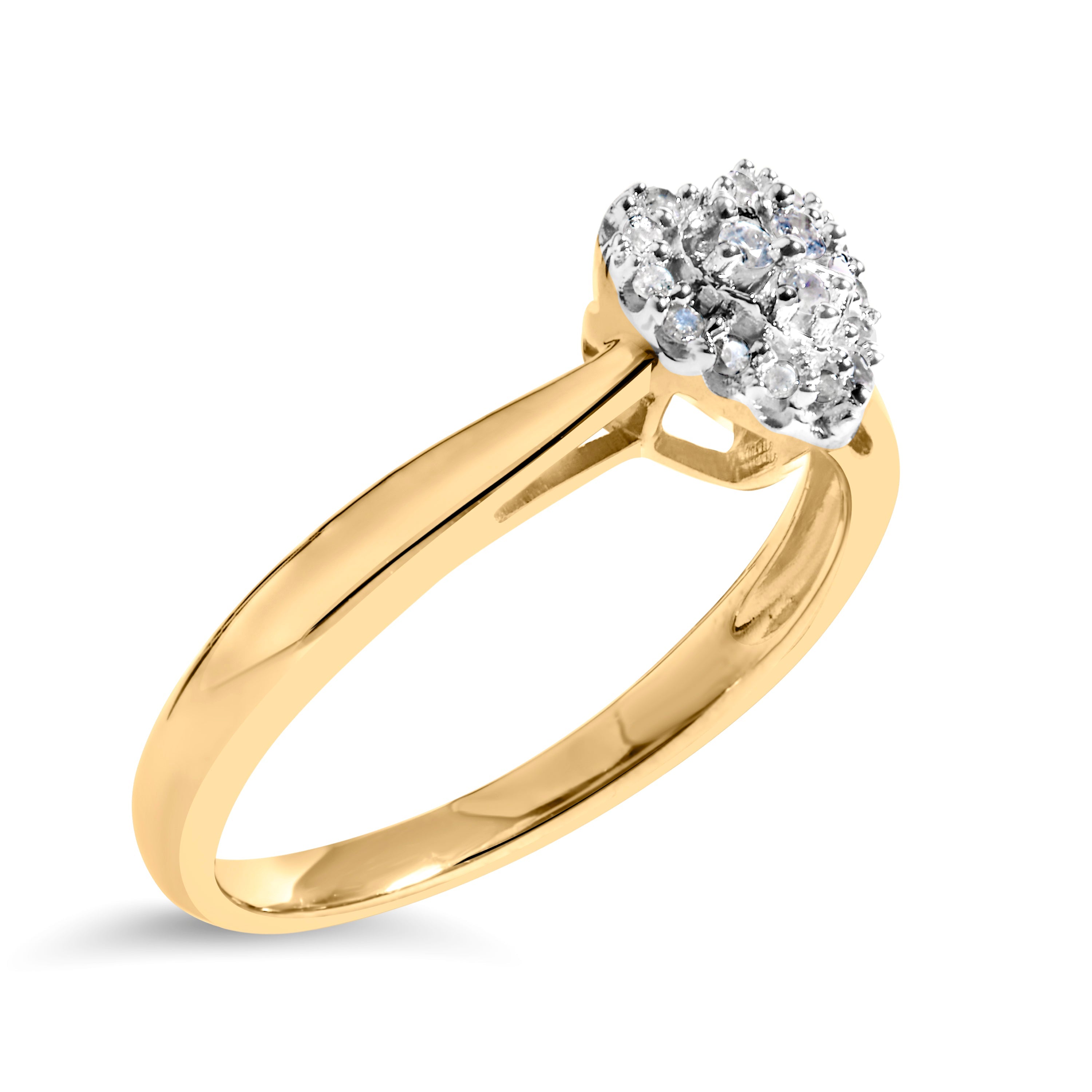 10K Yellow Gold 1/10 Cttw Diamond Heart and Halo Promise Ring on sale at MyriadMart