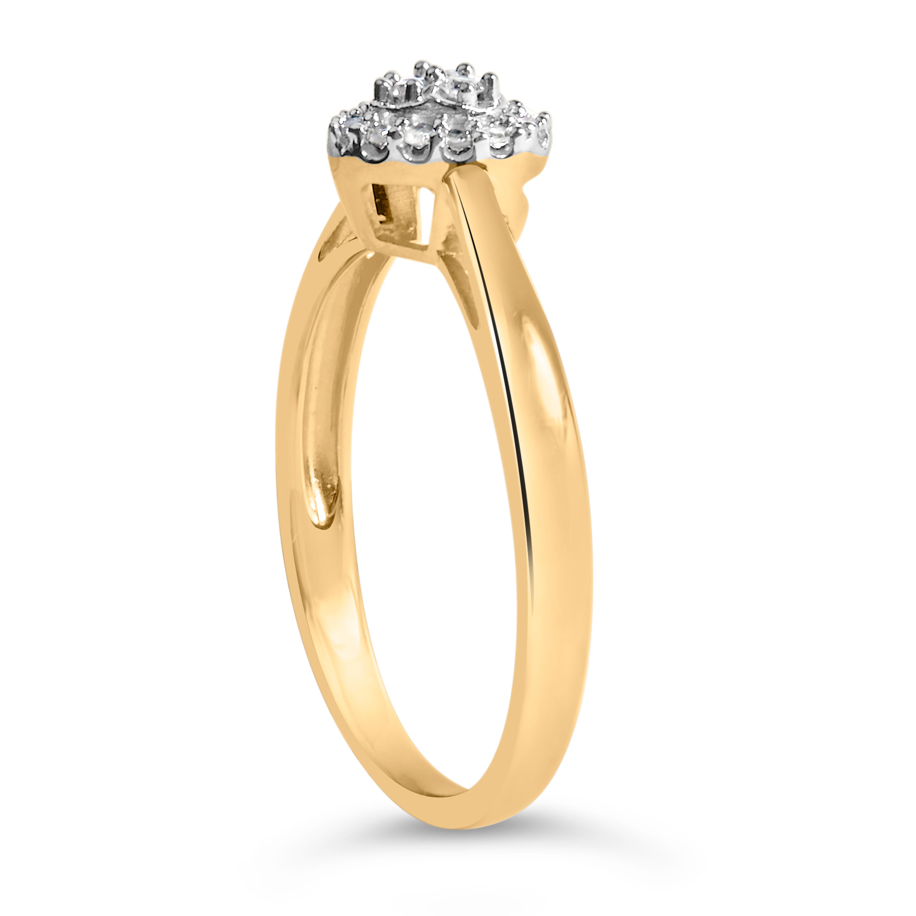 10K Yellow Gold 1/10 Cttw Diamond Heart and Halo Promise Ring on sale at MyriadMart