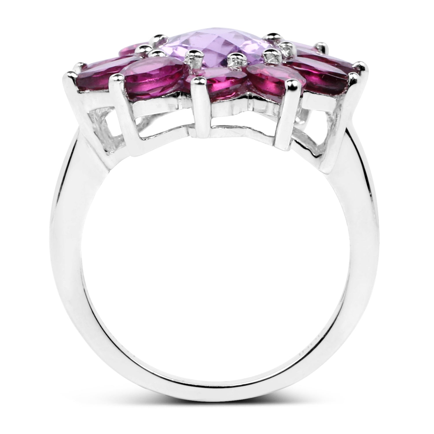 5.65 Carat Genuine Amethyst and Rhodolite .925 Sterling Silver Ring on sale at MyriadMart