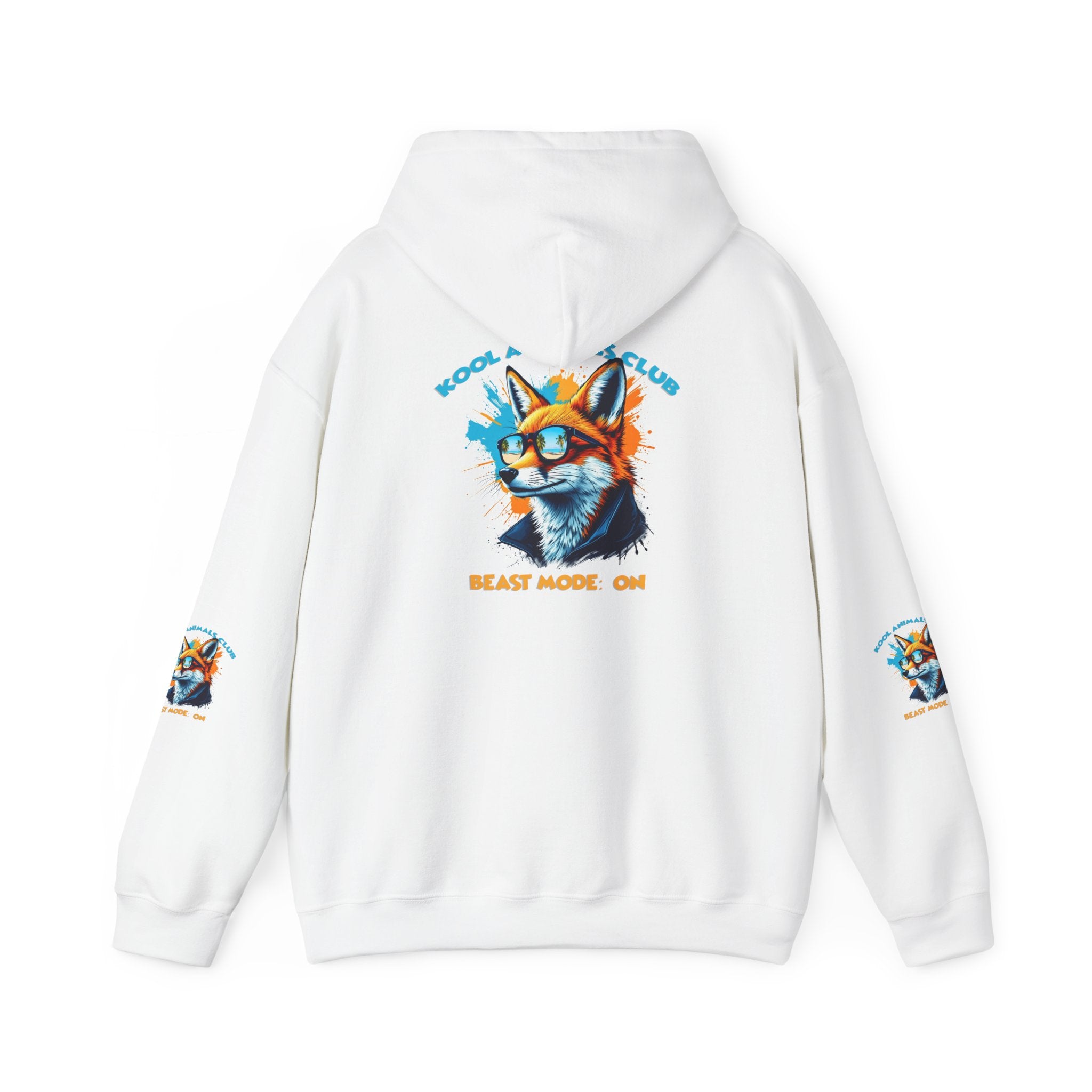 Kool Animals Club Hoodie with Cool Fox in Sunglasses and ‘Beast Mode On’ Design, Unisex Sweatshirt for Animal Lovers, Casual Streetwear, Perfect Gift for Holidays - MyriadMart