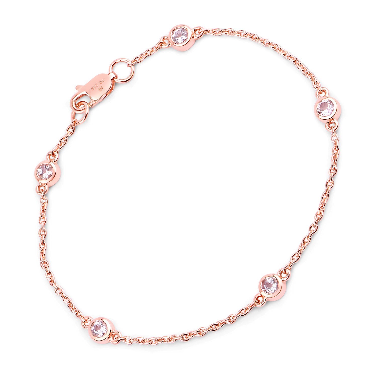 0.45 Carat Genuine Morganite .925 Sterling Silver Bracelet on sale at MyriadMart