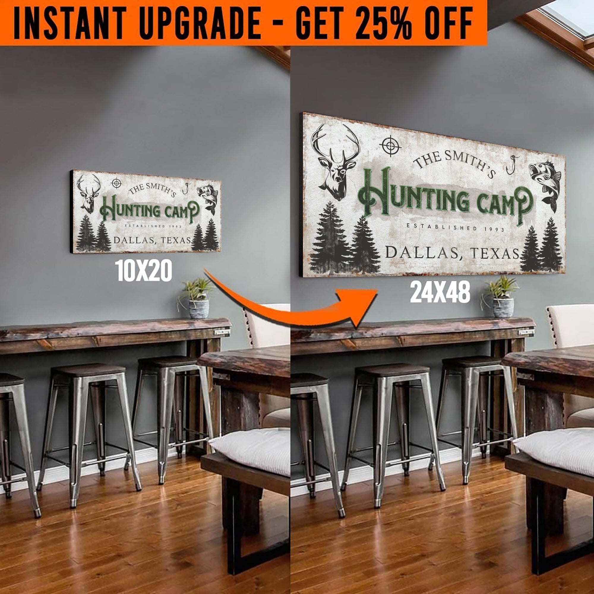 Upgrade Your 20x10 Inches 'Fishing And Hunting' Style 1 Canvas To 48x24 Inches on sale at MyriadMart