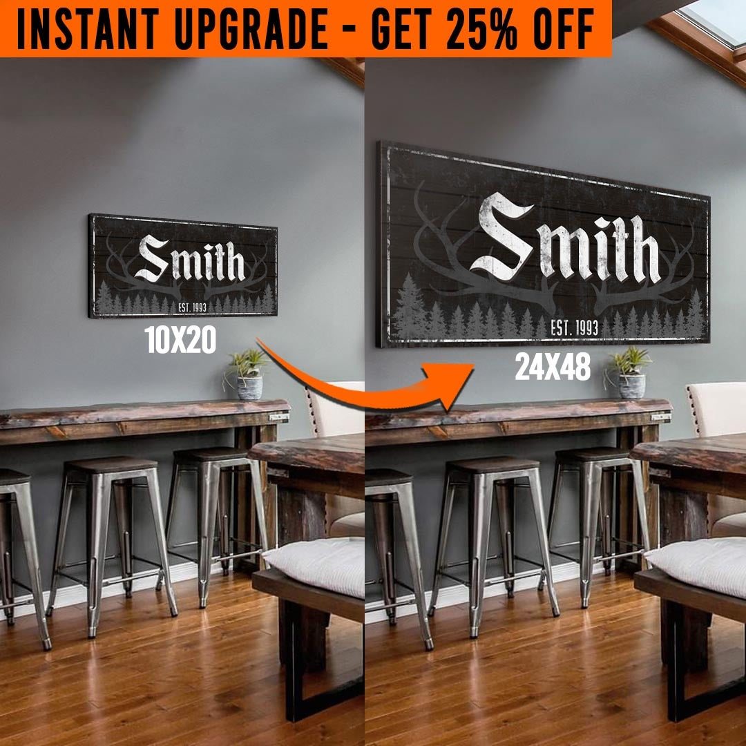 Upgrade Your 'Rustic Family Antler' Style 3 Canvas To 24x48 Inches on sale at MyriadMart