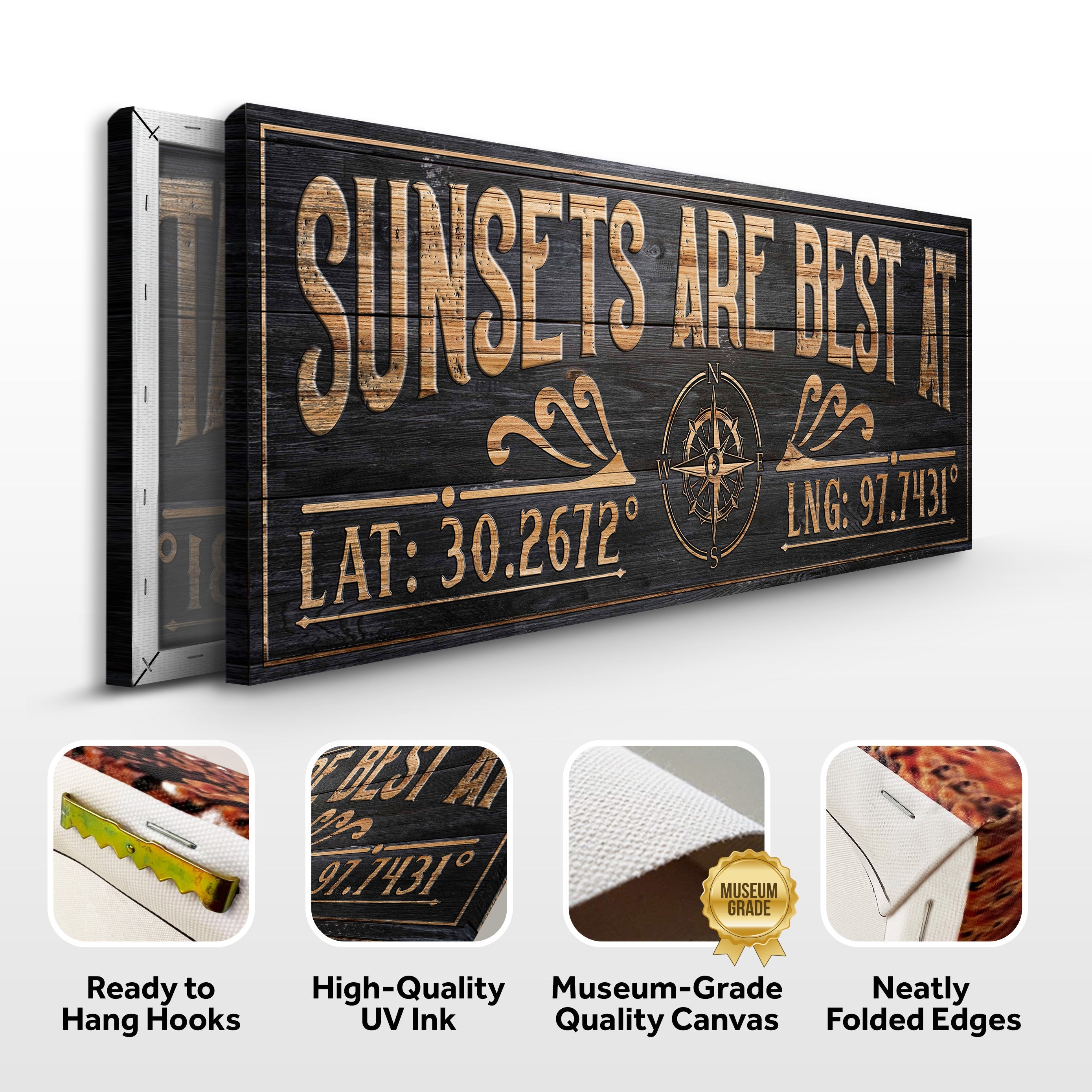 Sunsets Are Best At Coordinates Sign II on sale at MyriadMart