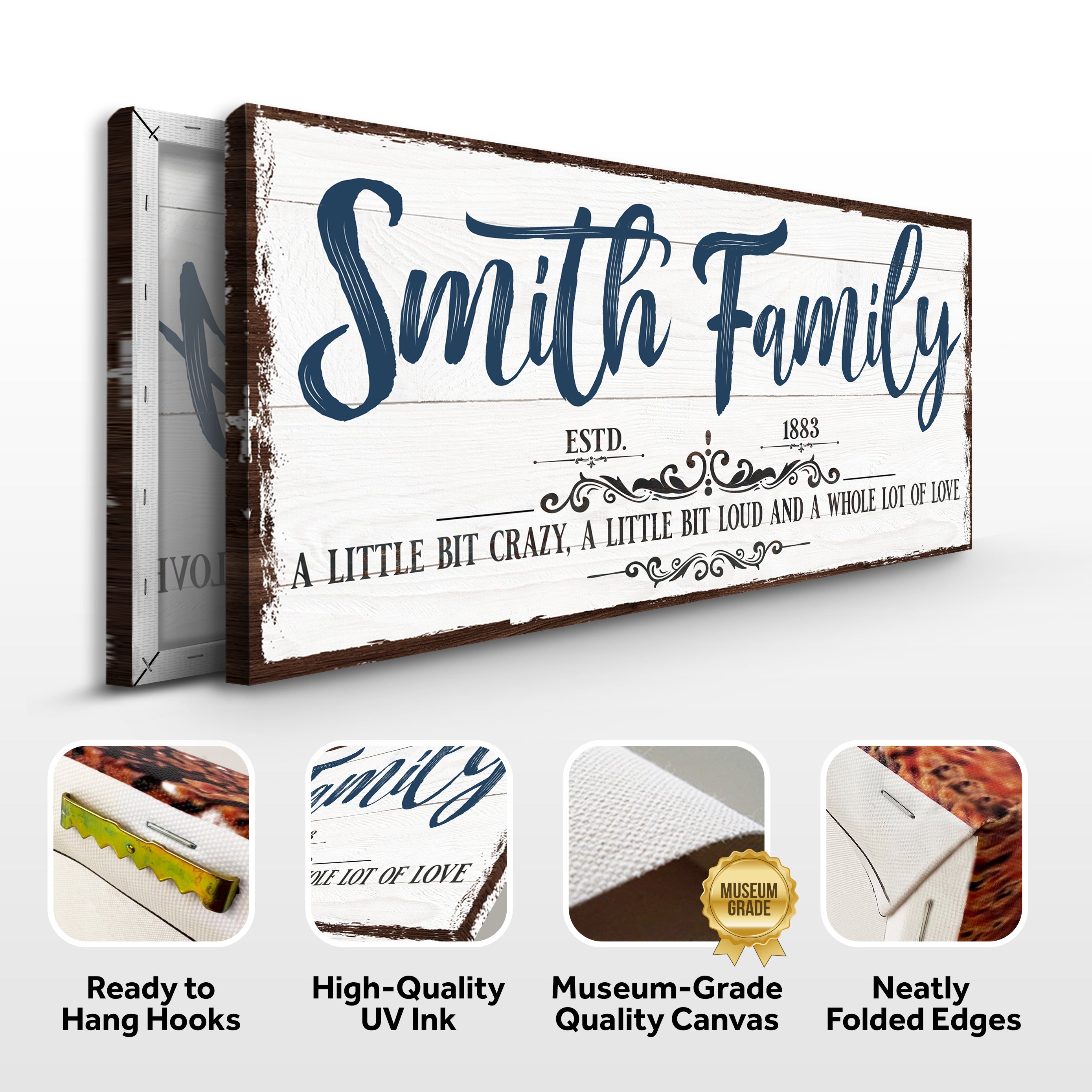 Custom Name Sign Canvas | Personalized Last Name Sign | Family A Little Bit Of Crazy Home Decor | Wedding Anniversary Gift | This is Us Sign ETSY on sale at MyriadMart