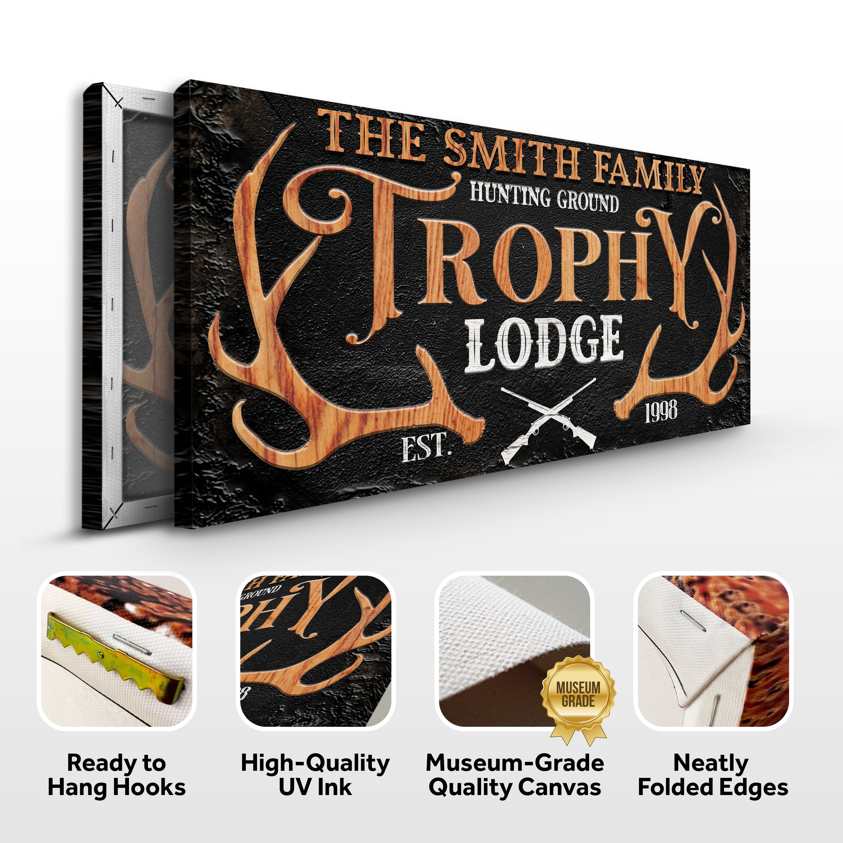 Family Hunting Trophy Lodge Sign on sale at MyriadMart
