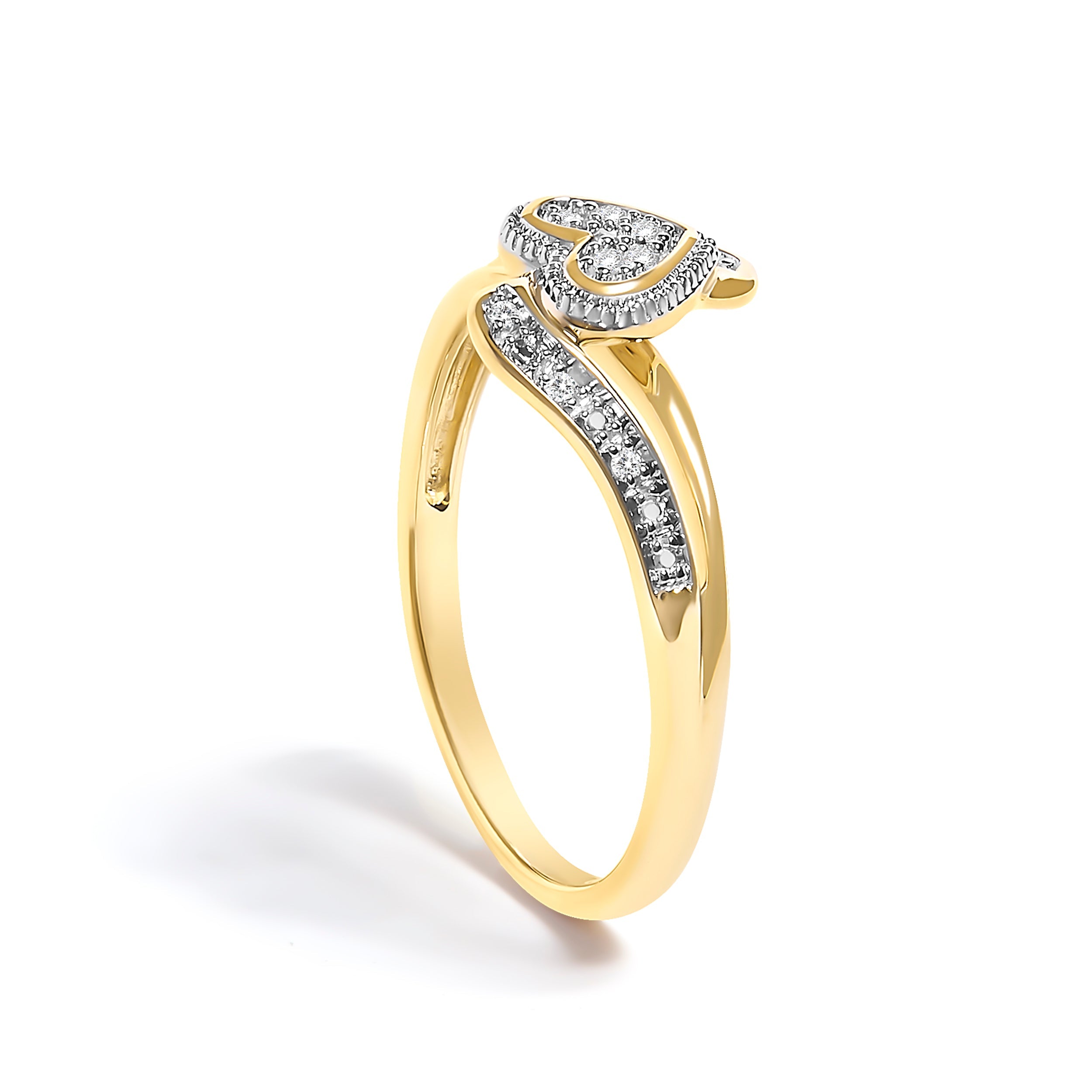 10K Yellow Gold Diamond Accent Filigree Heart Promise Ring I-J Color, I3 Clarity - Size 7 on sale at MyriadMart