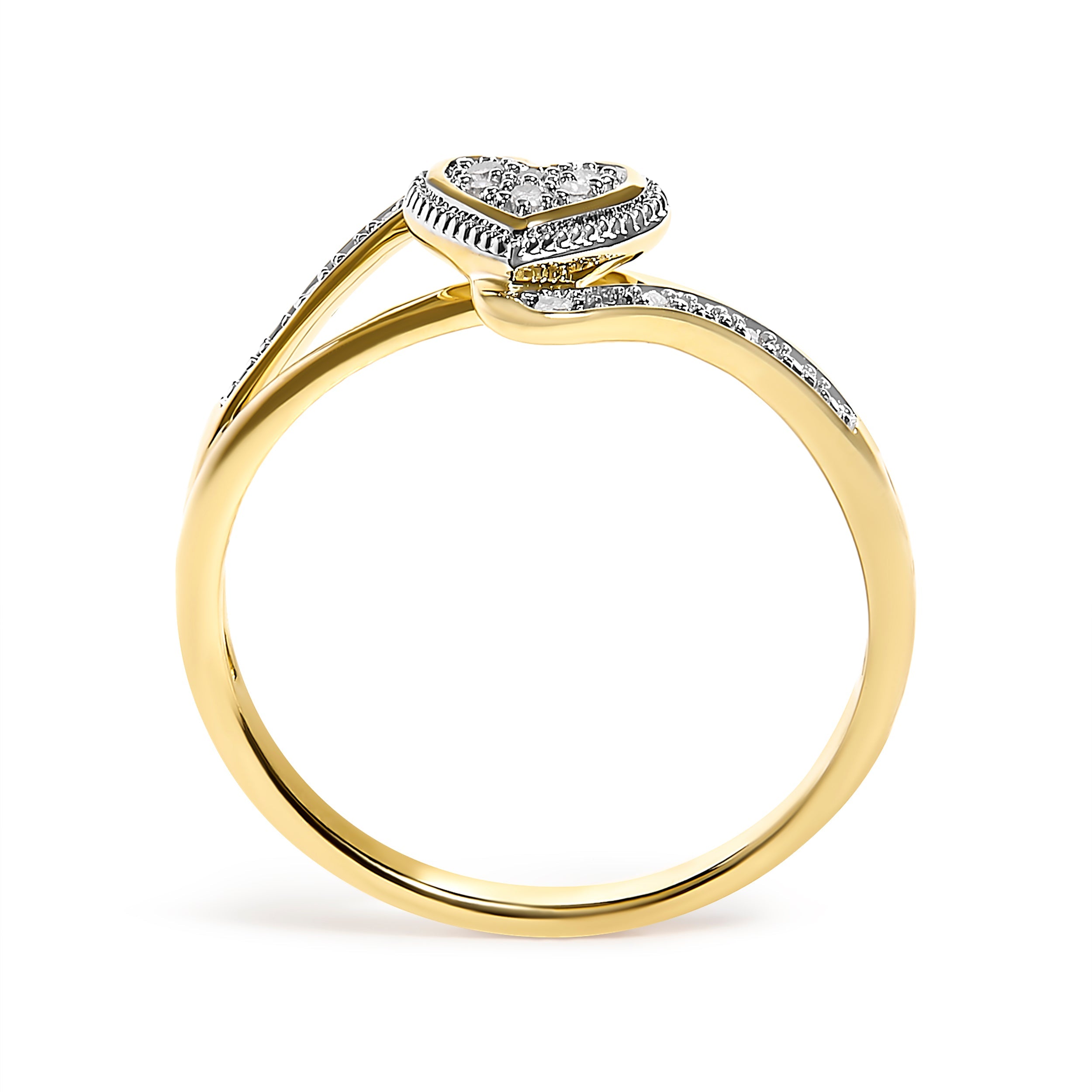 10K Yellow Gold Diamond Accent Filigree Heart Promise Ring I-J Color, I3 Clarity - Size 7 on sale at MyriadMart