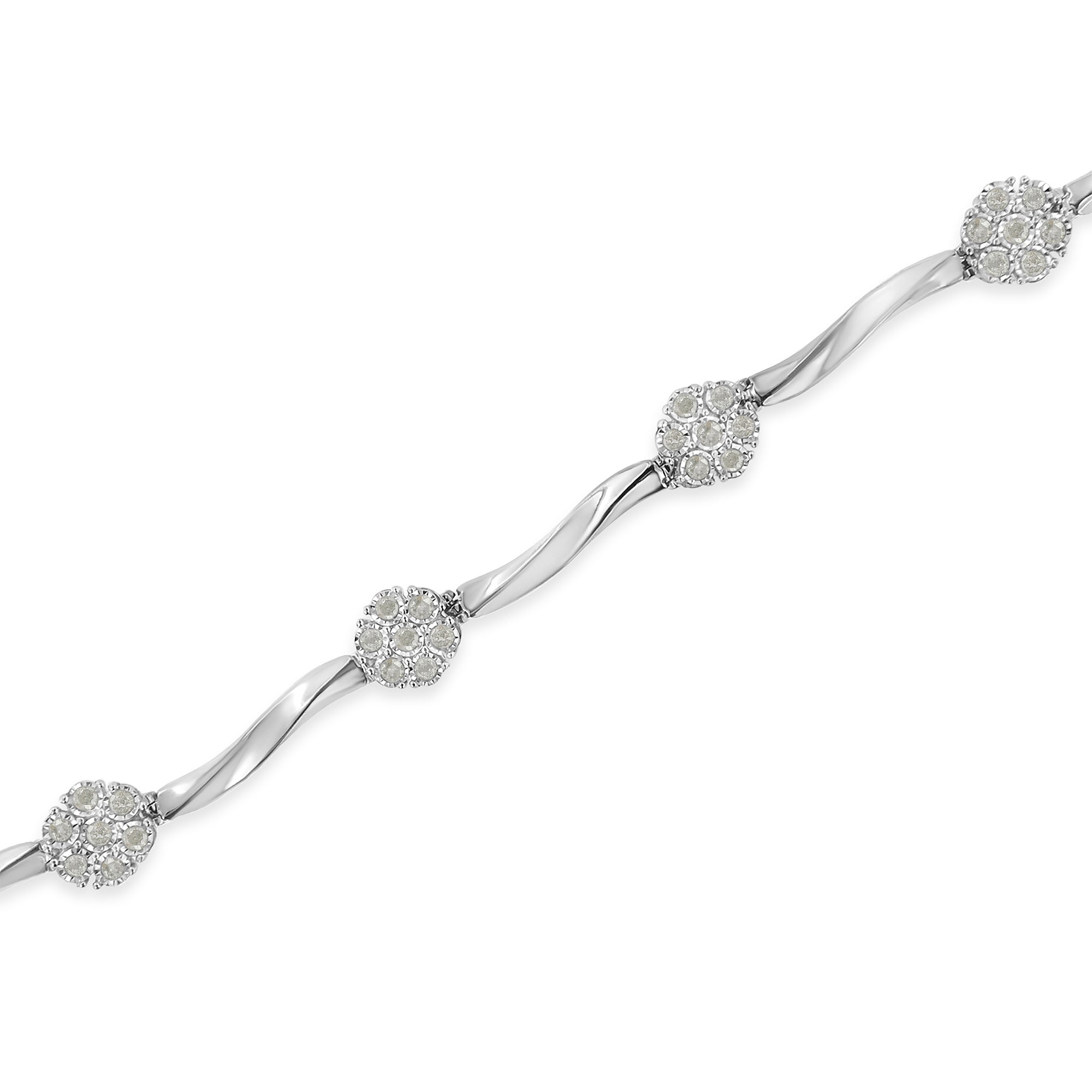 Sterling Silver Diamond Link Bracelet 1 cttw, H-I Color, I1-I2 Clarity on sale at MyriadMart