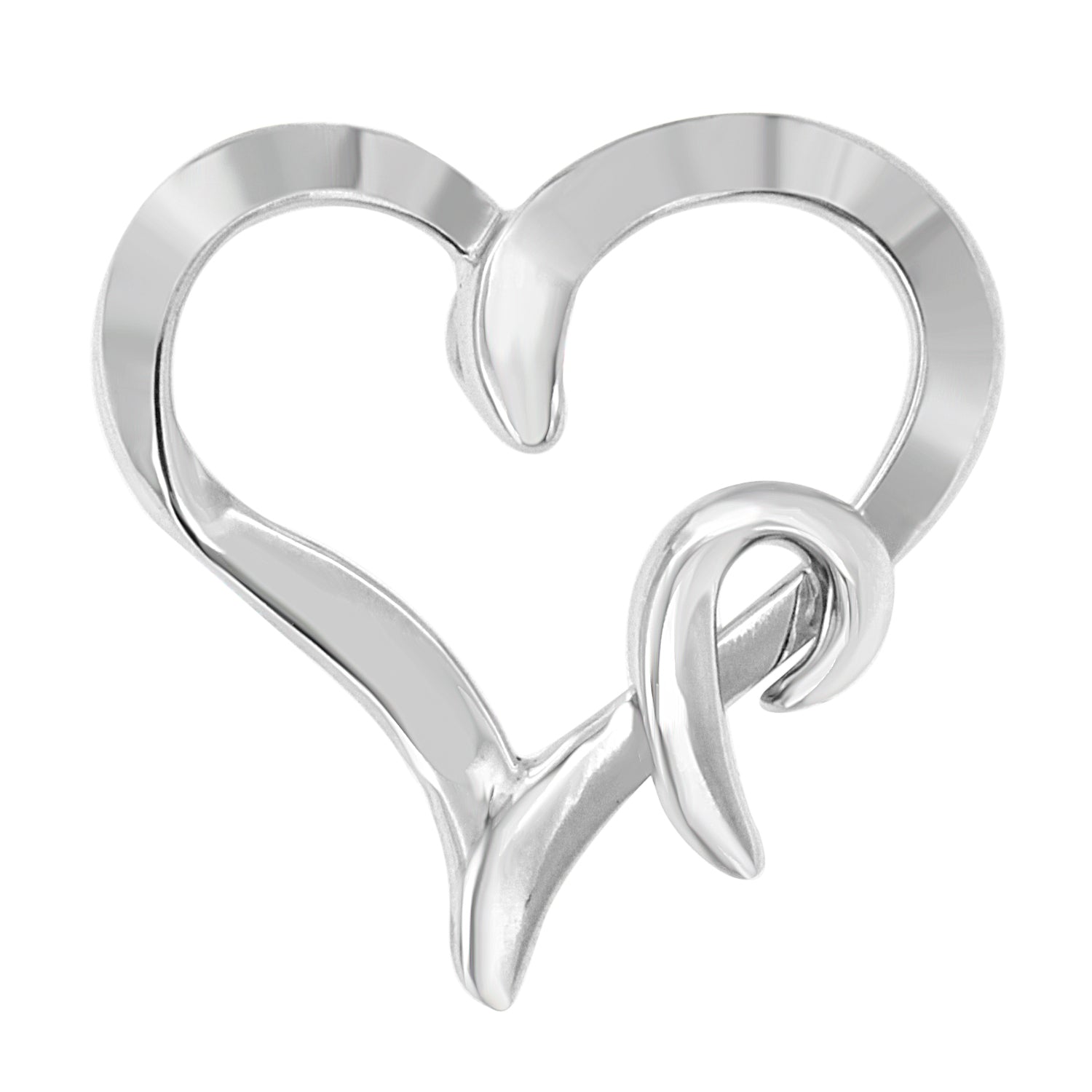 .925 Sterling Silver Heart Shaped Pendant Necklace on sale at MyriadMart