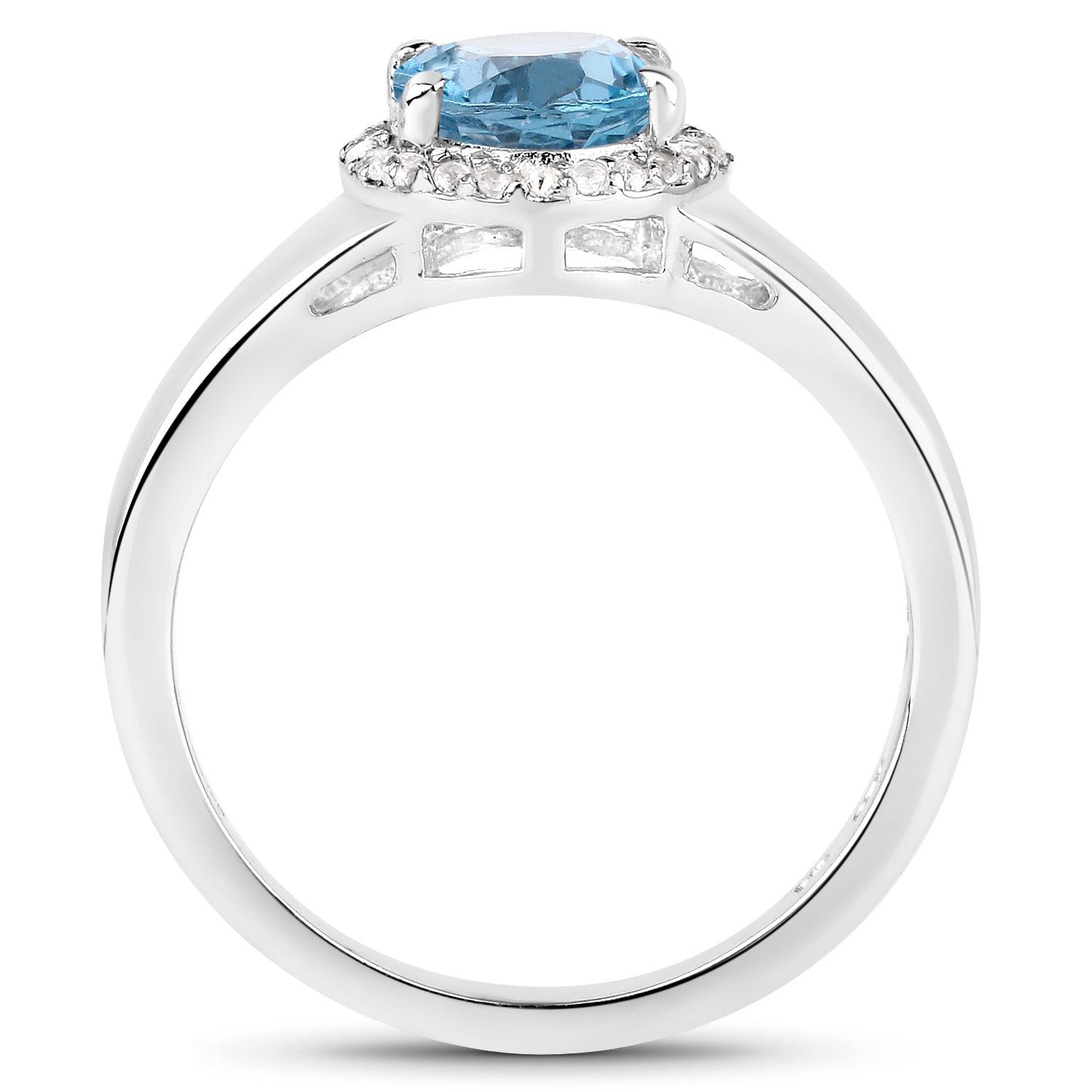 2.13 Carat Genuine London Blue Topaz and White Topaz .925 Sterling Silver Ring on sale at MyriadMart