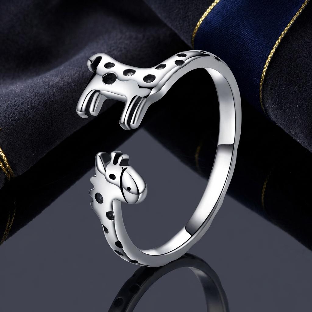 925 Sterling Silver Oxidized Giraffe Ring for Women on sale at MyriadMart