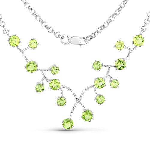 6.00 Carat Genuine Peridot .925 Sterling Silver Necklace on sale at MyriadMart