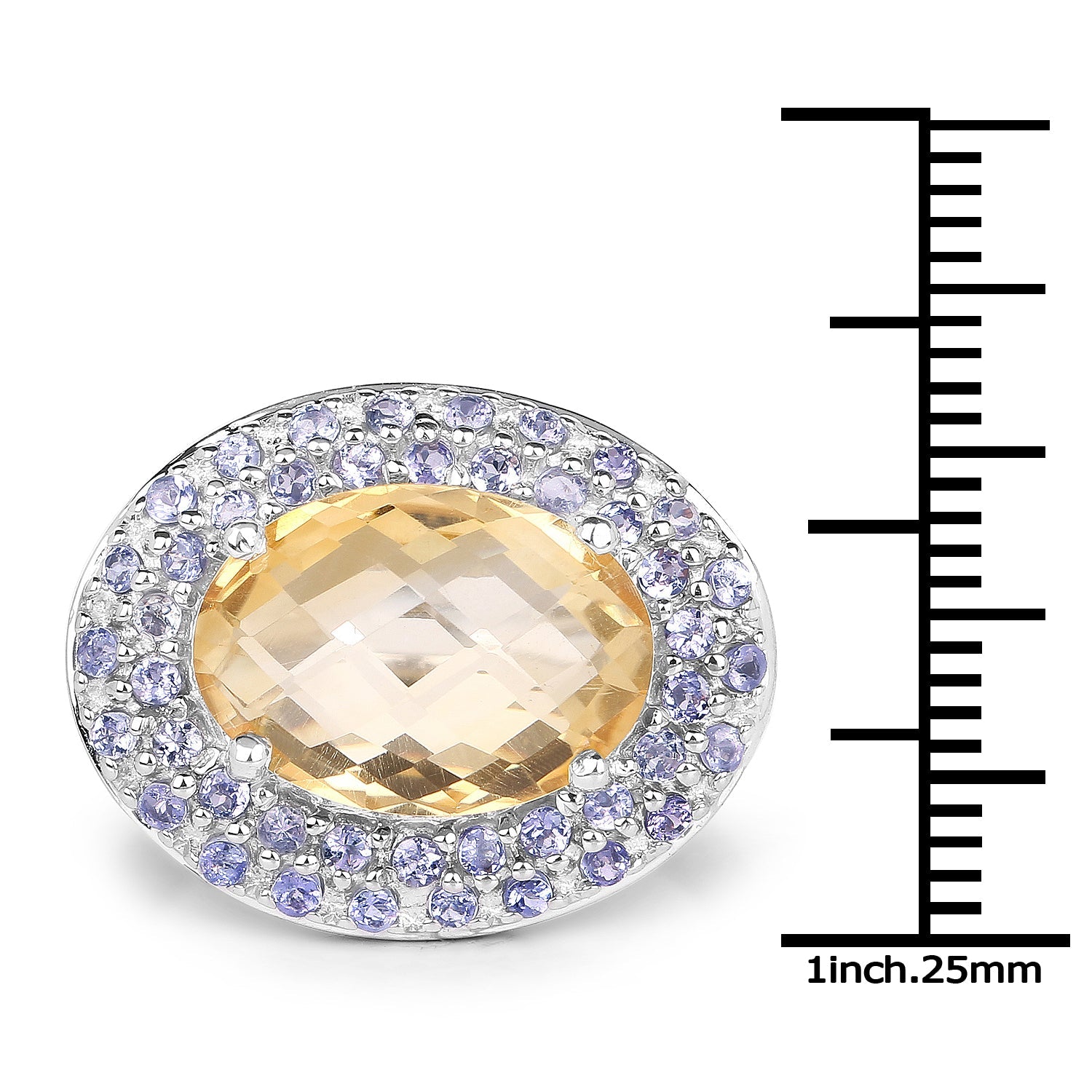 5.78 Carat Genuine Citrine and Tanzanite .925 Sterling Silver Ring on sale at MyriadMart
