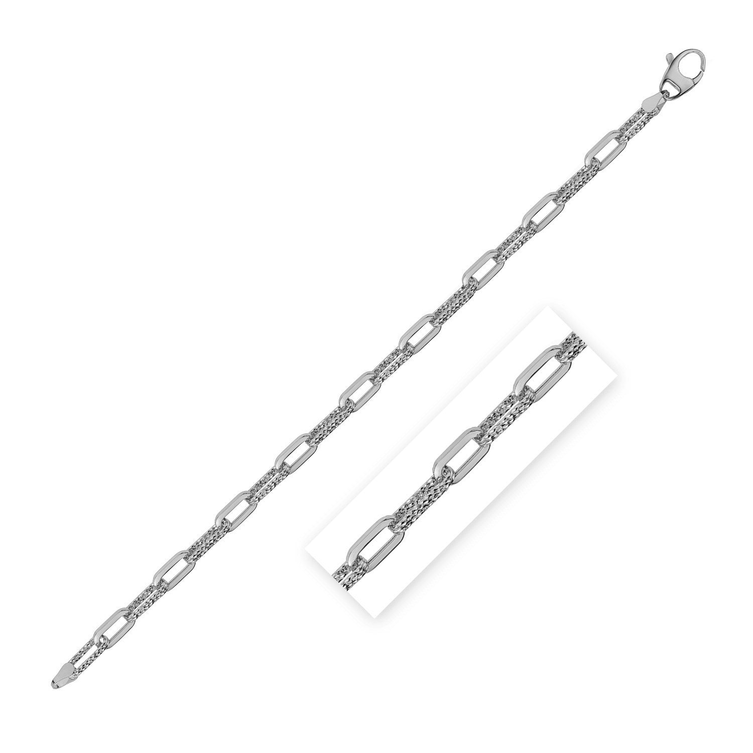 14k White Gold Diamante Paperclip Chain Bracelet 4.00 mm on sale at MyriadMart