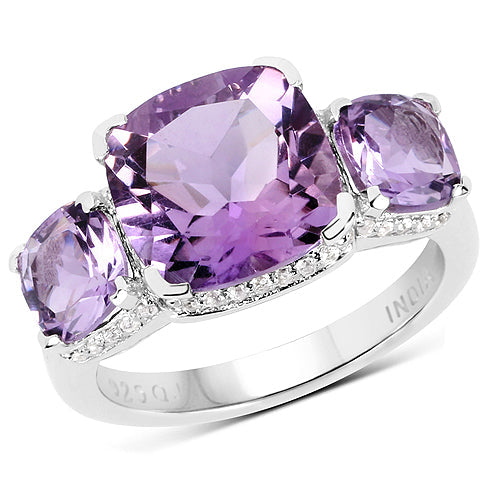 5.85 Carat Genuine Pink Amethyst and White Topaz .925 Sterling Silver Ring on sale at MyriadMart