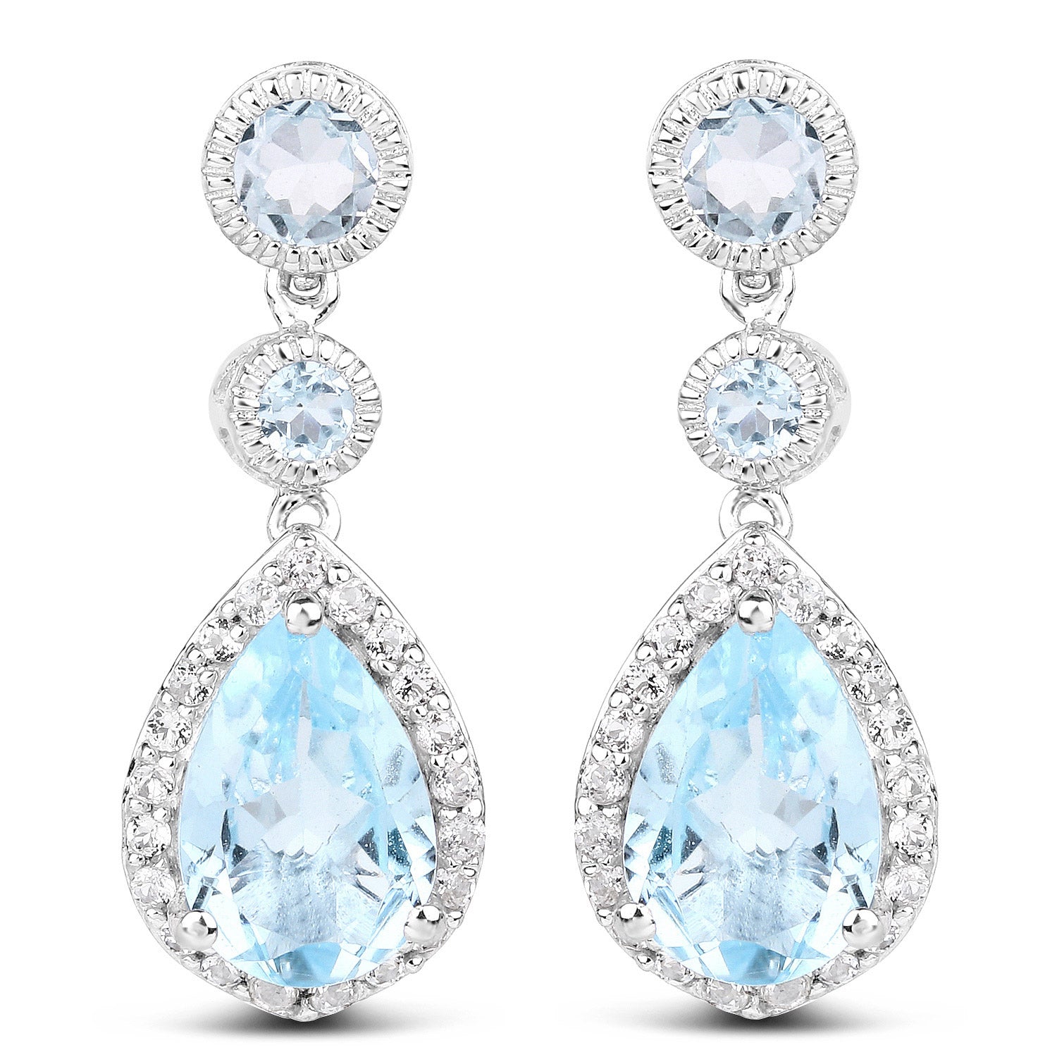 9.46 Carat Genuine Blue Topaz and White Topaz .925 Sterling Silver Earrings on sale at MyriadMart