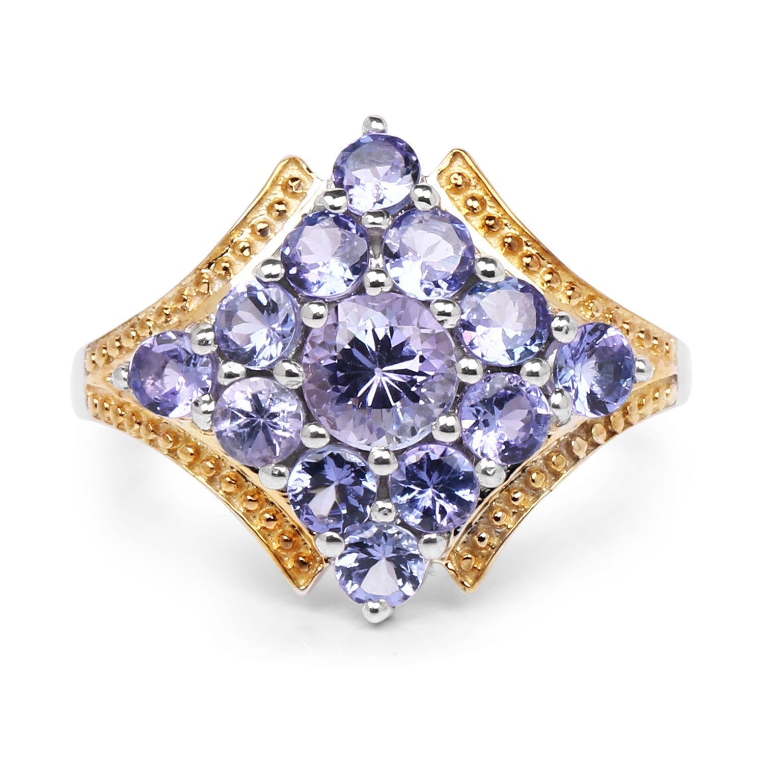Two Tone Plated 1.67 Carat Genuine Tanzanite .925 Sterling Silver Ring on sale at MyriadMart
