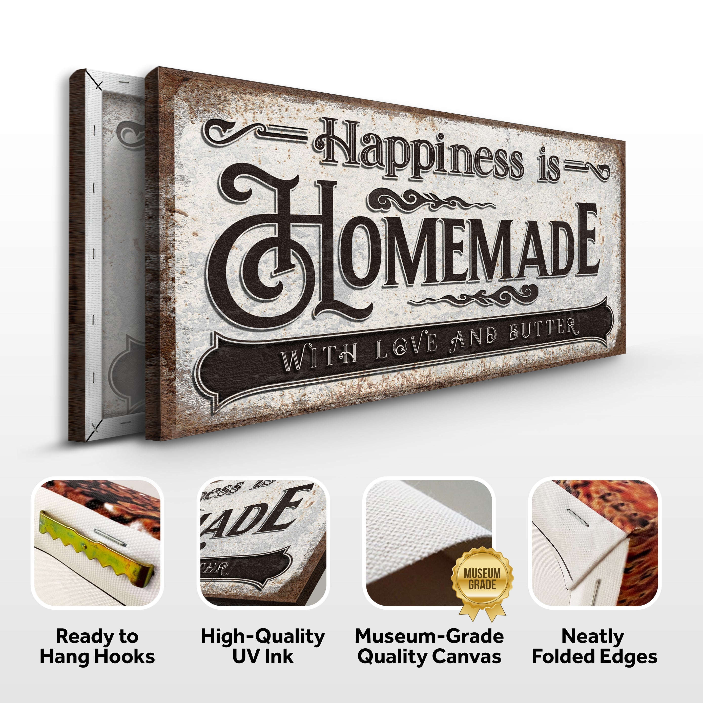 Happiness Is Homemade With Love And Butter Sign on sale at MyriadMart