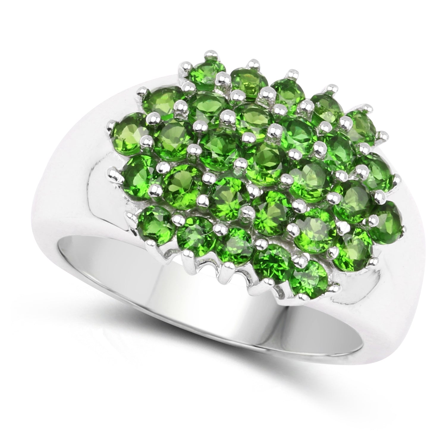 1.93 Carat Genuine Chrome Diopside .925 Sterling Silver Ring on sale at MyriadMart