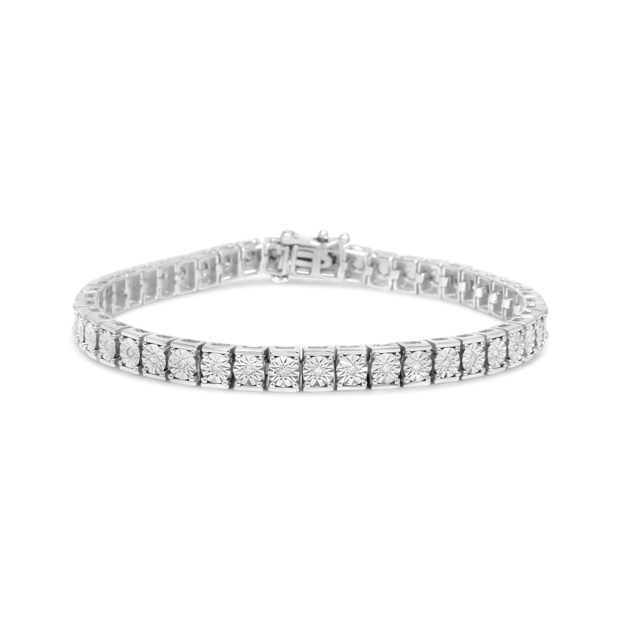 .925 Sterling Silver 1/10 Cttw Diamond 7.25" Link Bracelet I-J Color, I2-I3 Clarity on sale at MyriadMart