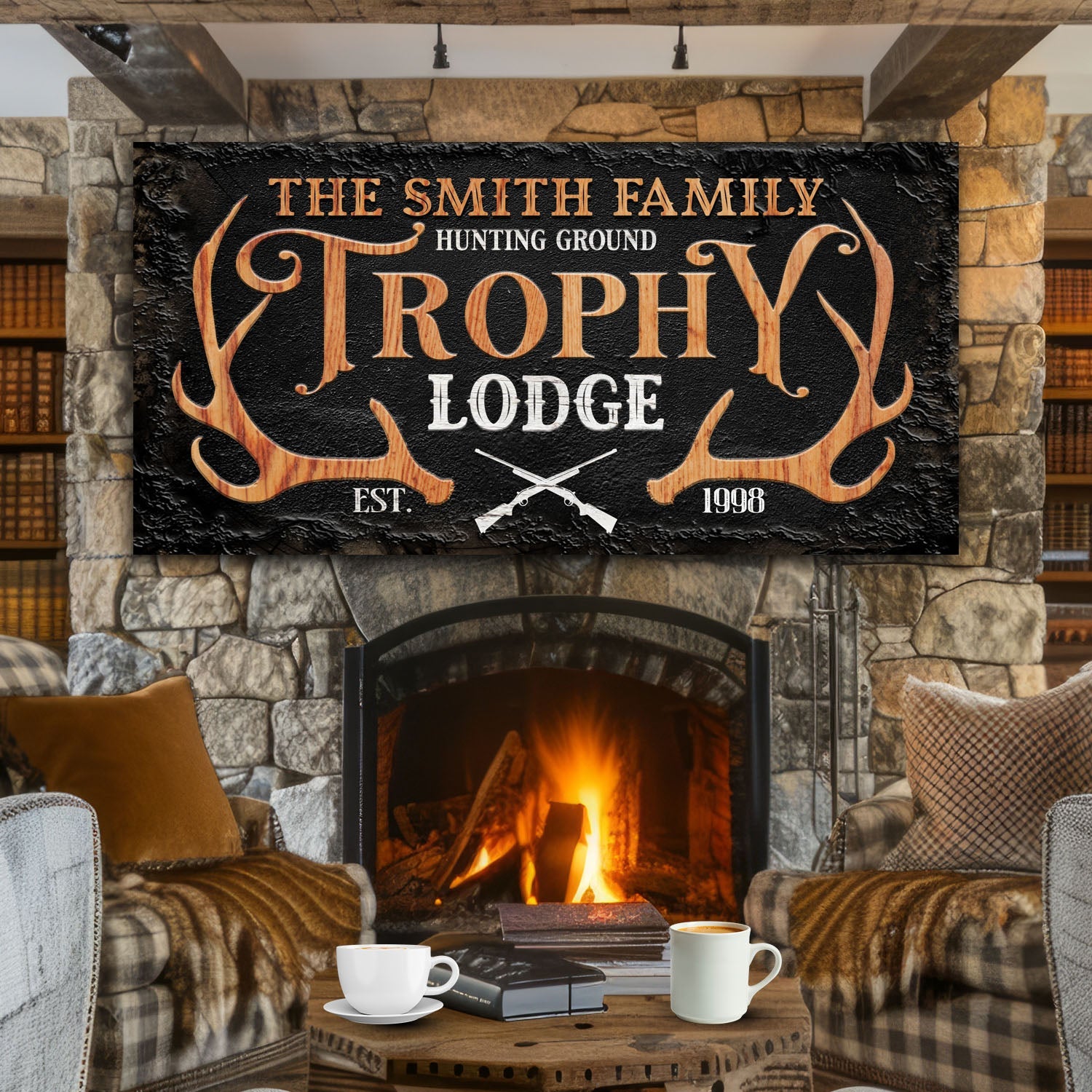 Family Hunting Trophy Lodge Sign on sale at MyriadMart