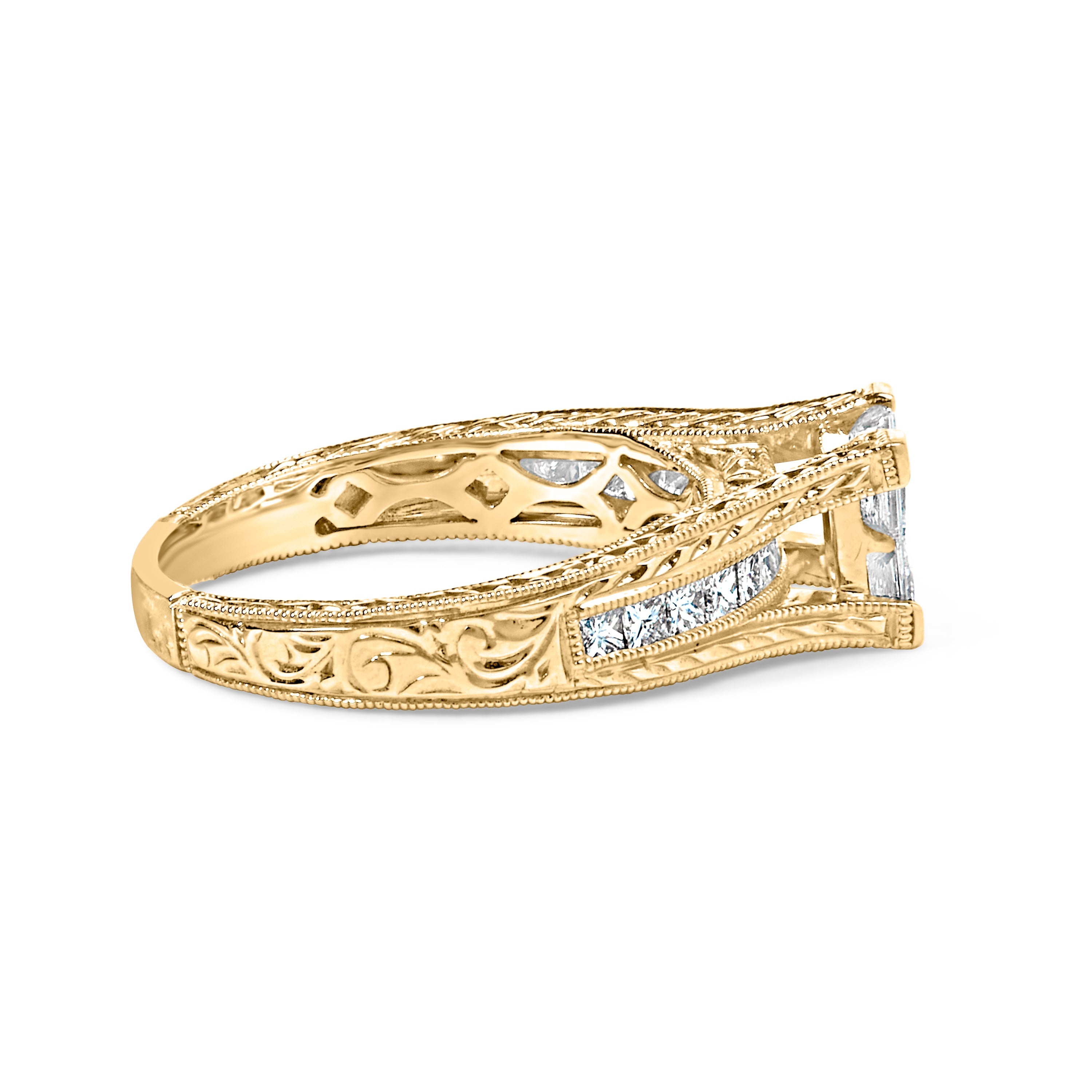 14K Yellow Gold 1.0 Cttw Princess Composite Diamond Engagement Ring G-H Color, VS1-VS2 Clarity - Size 7 on sale at MyriadMart