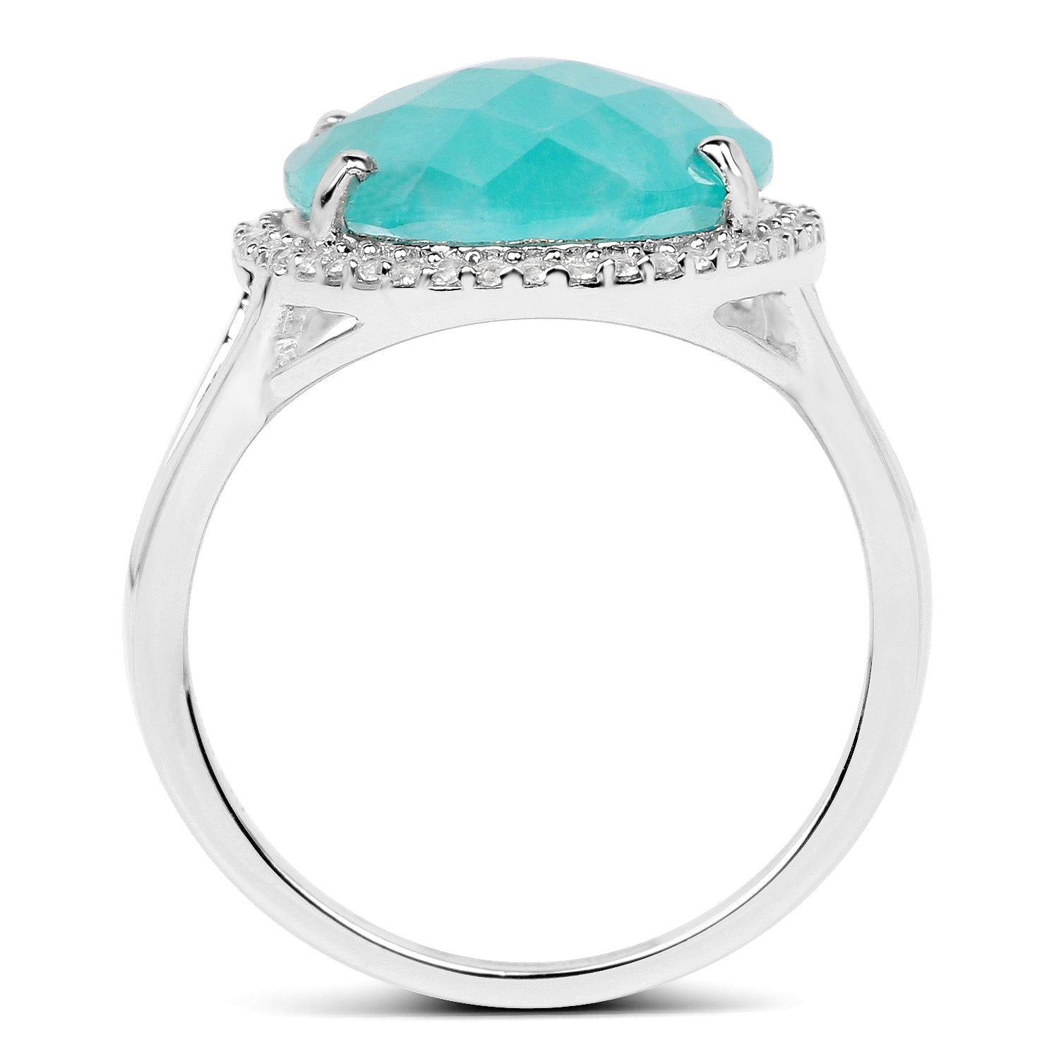 8.14 Carat Genuine Amazonite And White Topaz .925 Sterling Silver Ring on sale at MyriadMart