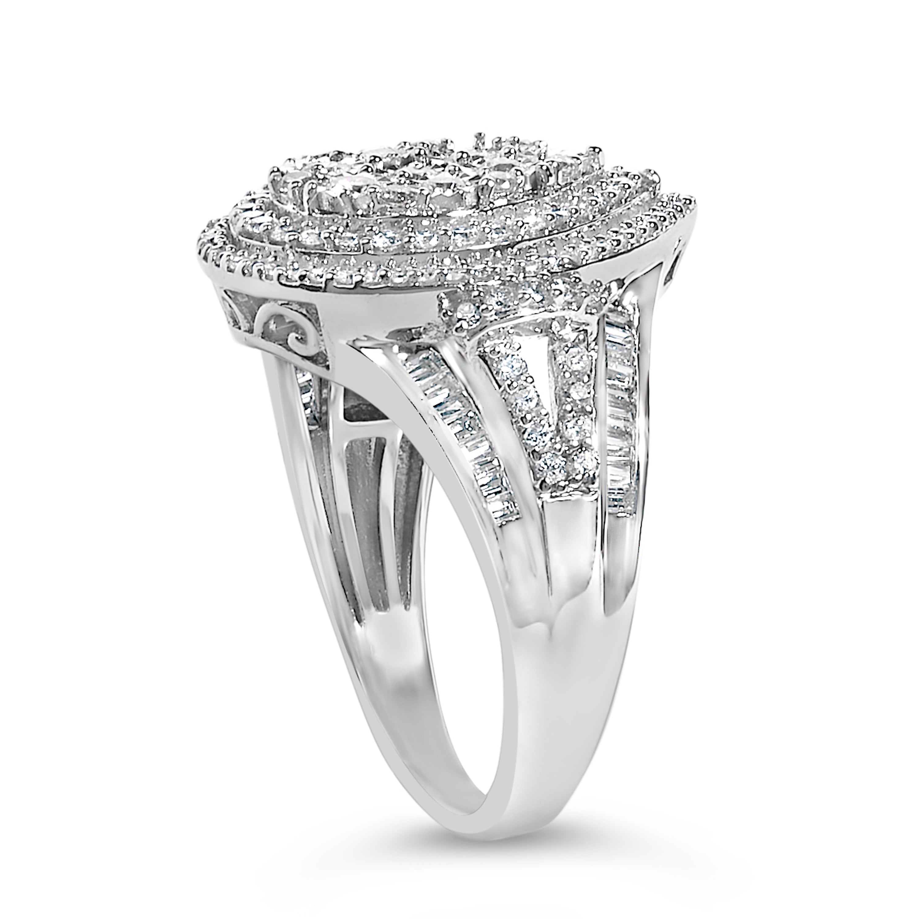 Sterling Silver 1 Cttw Diamond Pear-Shaped Triple Halo Cluster Ring on sale at MyriadMart
