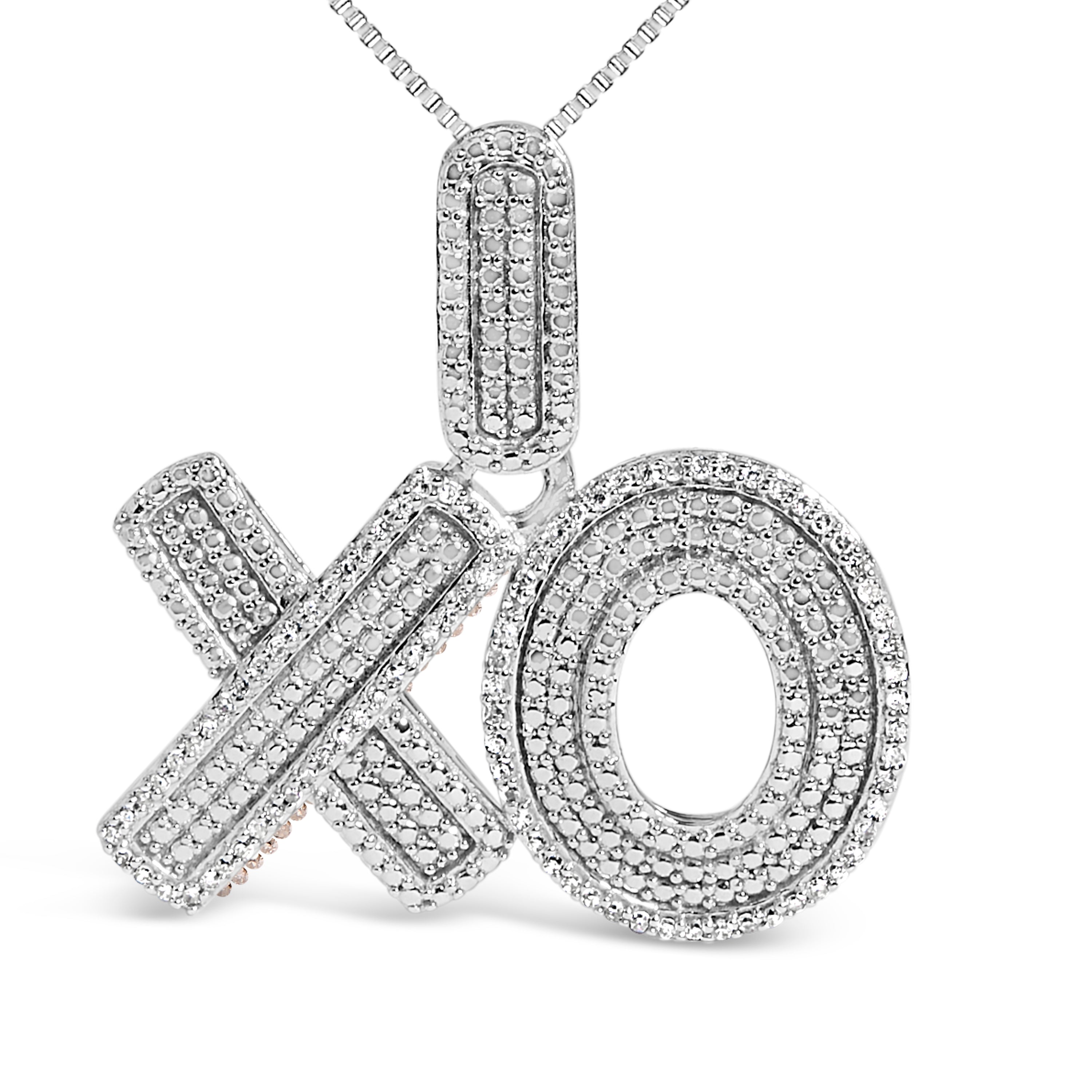 Sterling Silver 1/4 Cttw Diamond PavÃ© XO Pendant Necklace on sale at MyriadMart