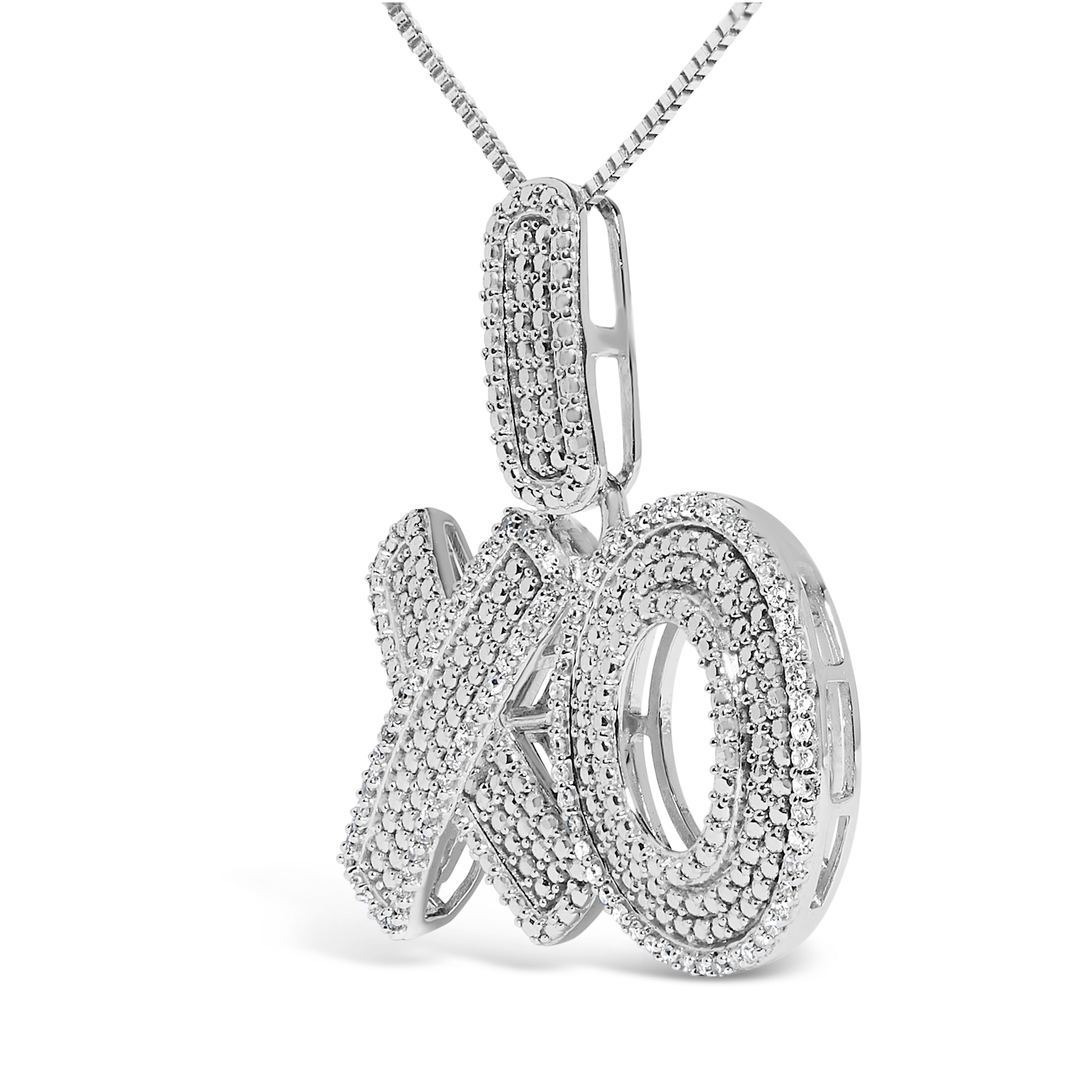 Sterling Silver 1/4 Cttw Diamond PavÃ© XO Pendant Necklace on sale at MyriadMart